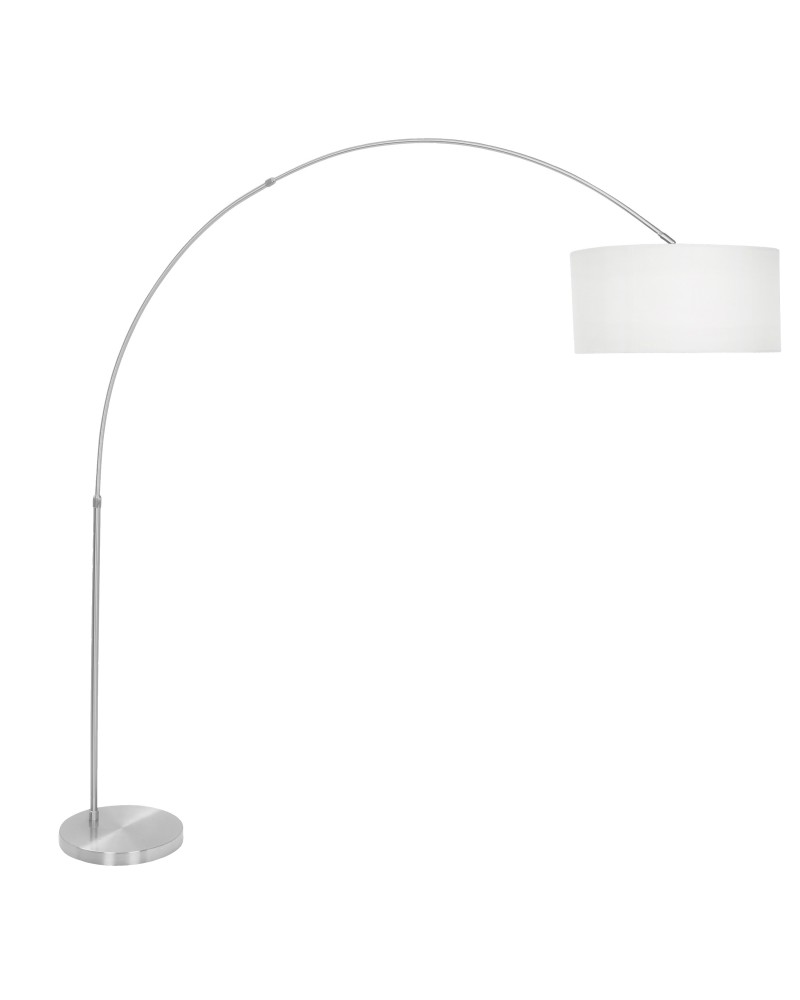 Salon Contemporary Floor Lamp with Satin Nickel Base and White Shade