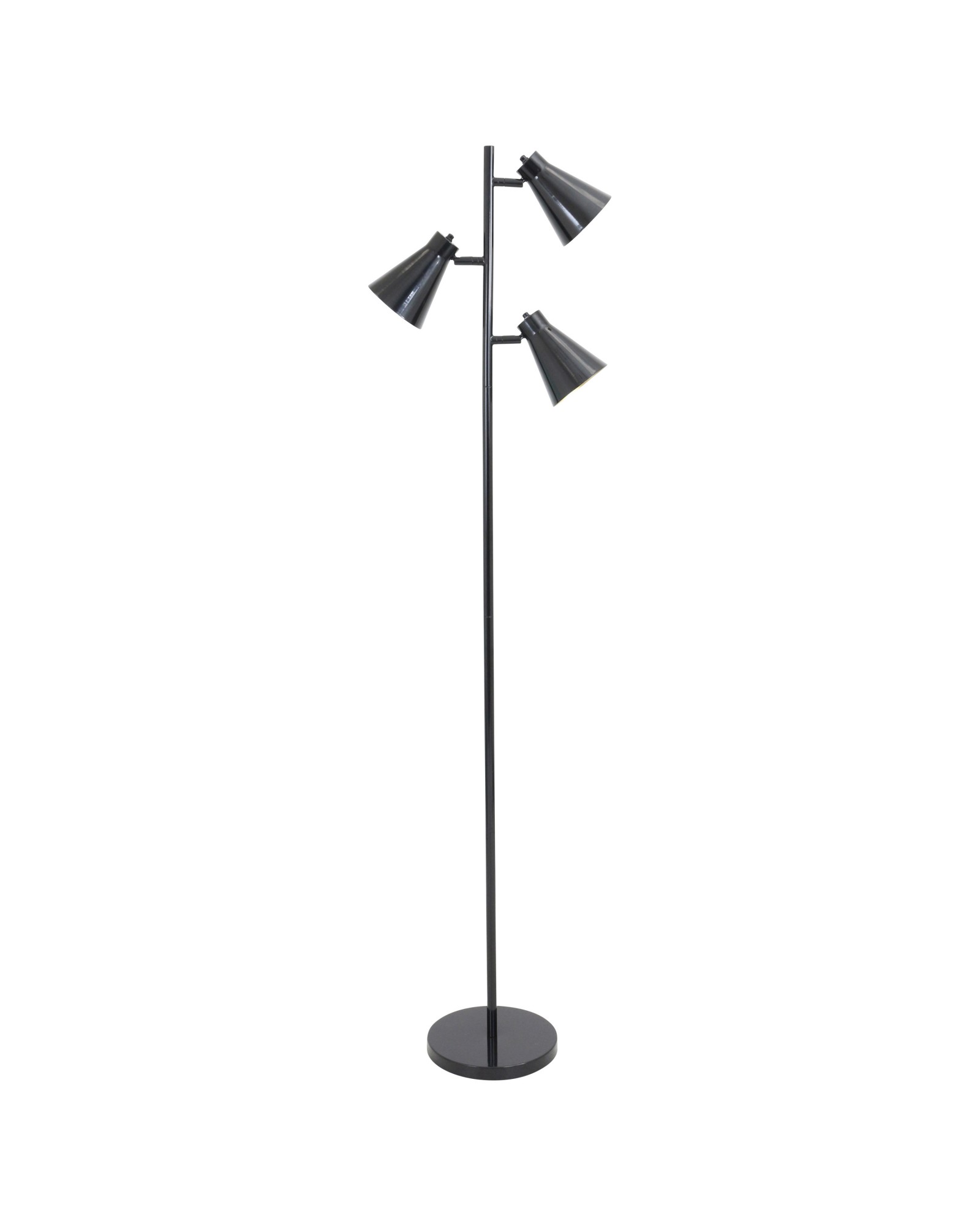 Tres Industrial Floor Lamp in Black and Gold