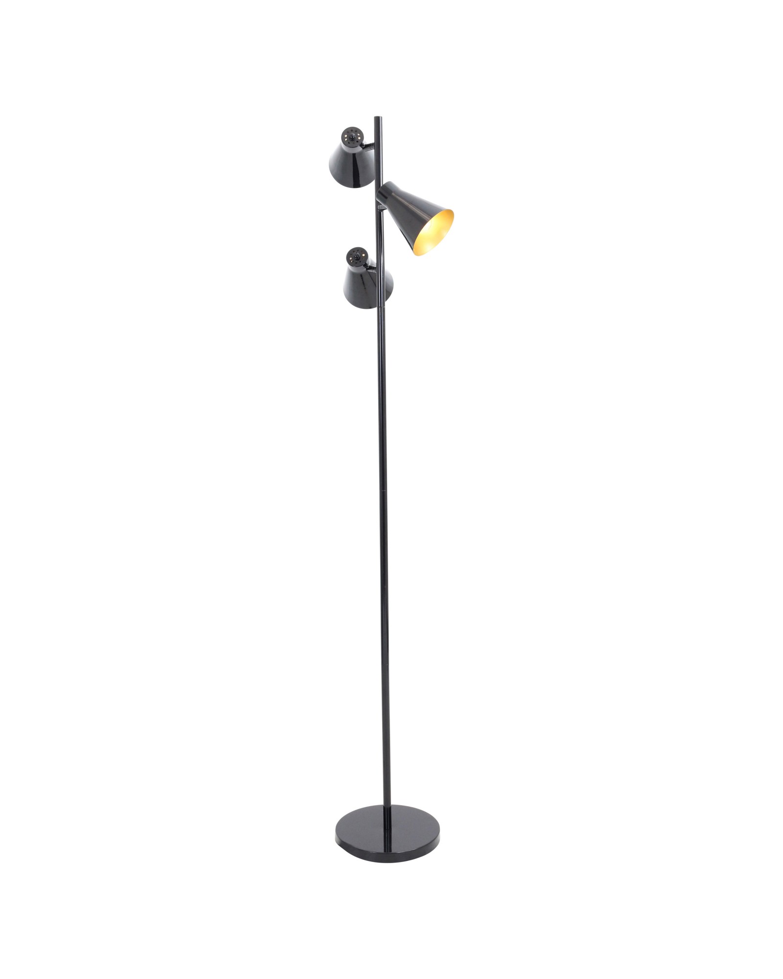 Tres Industrial Floor Lamp in Black and Gold