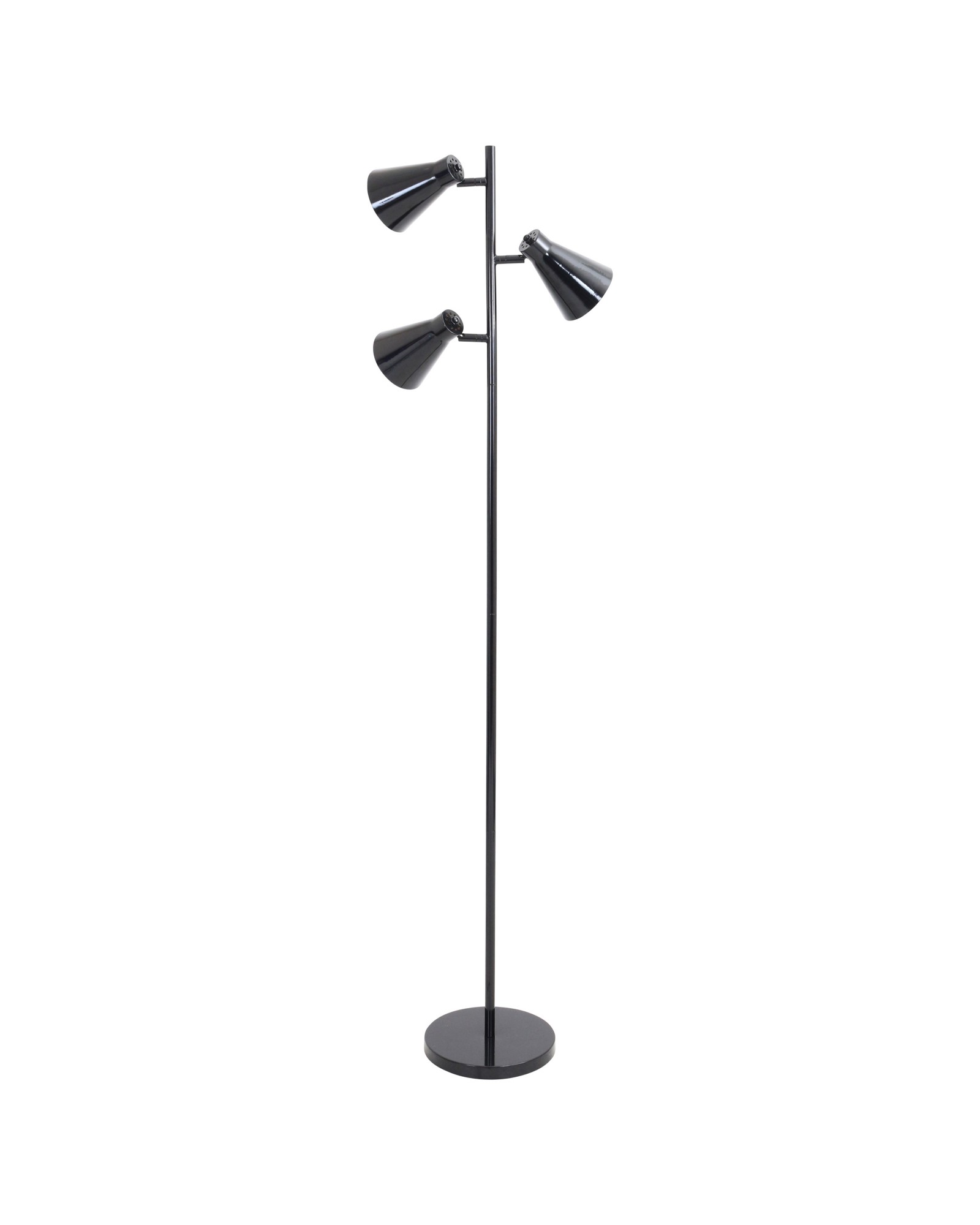 Tres Industrial Floor Lamp in Black and Gold