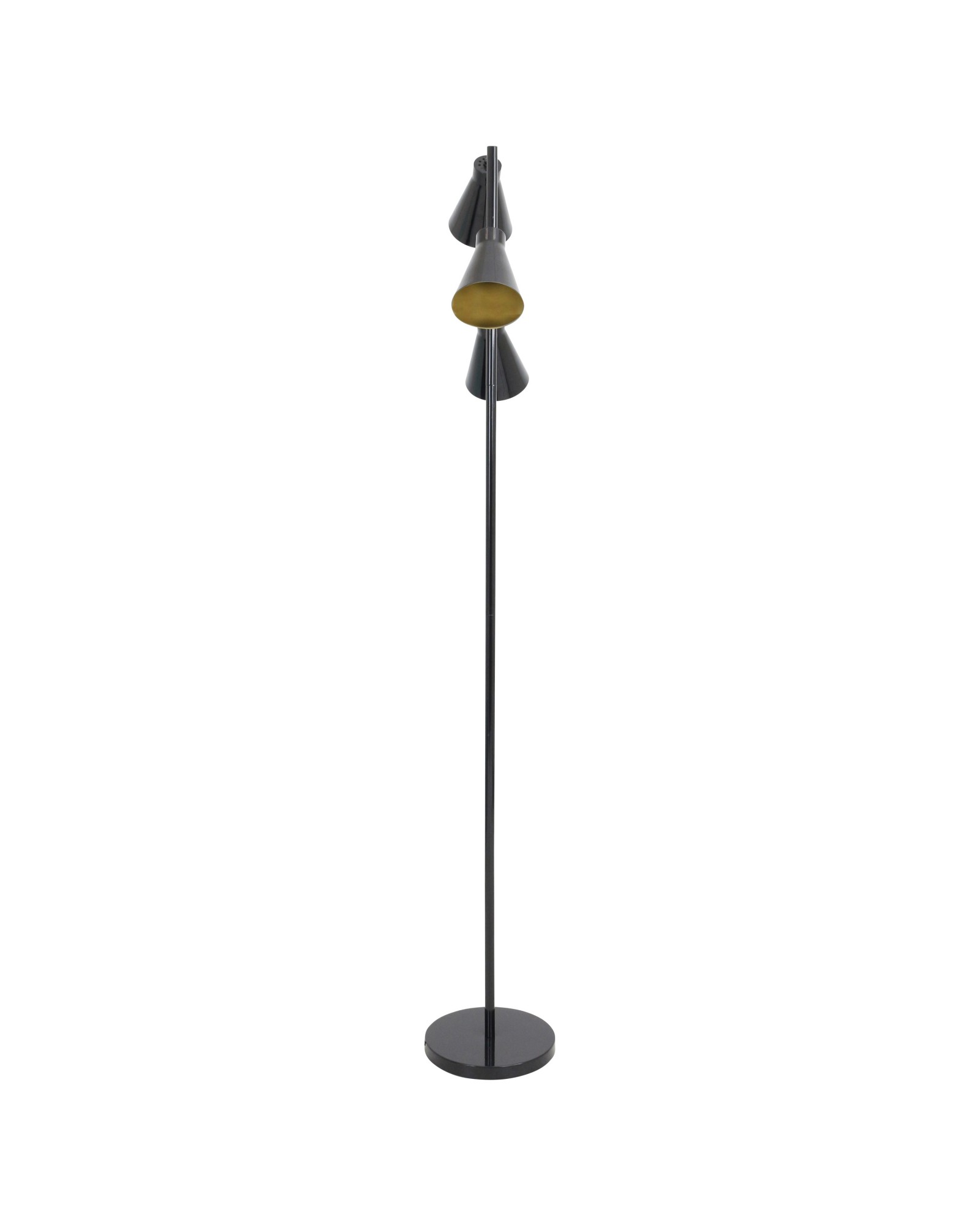 Tres Industrial Floor Lamp in Black and Gold