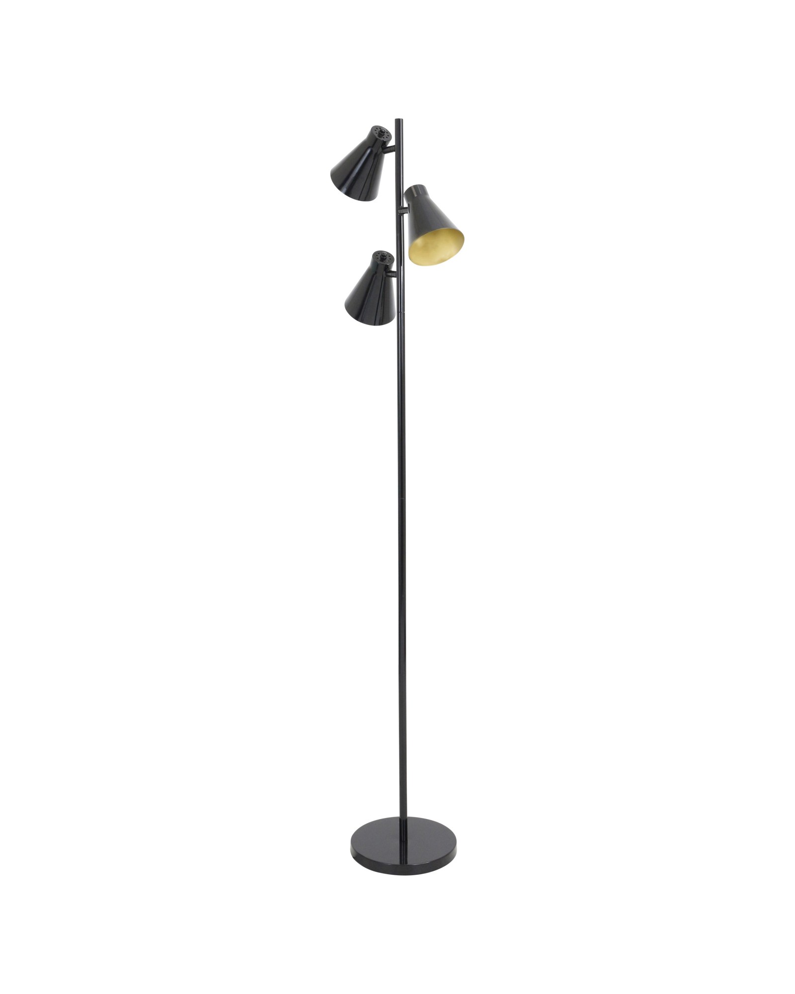 Tres Industrial Floor Lamp in Black and Gold