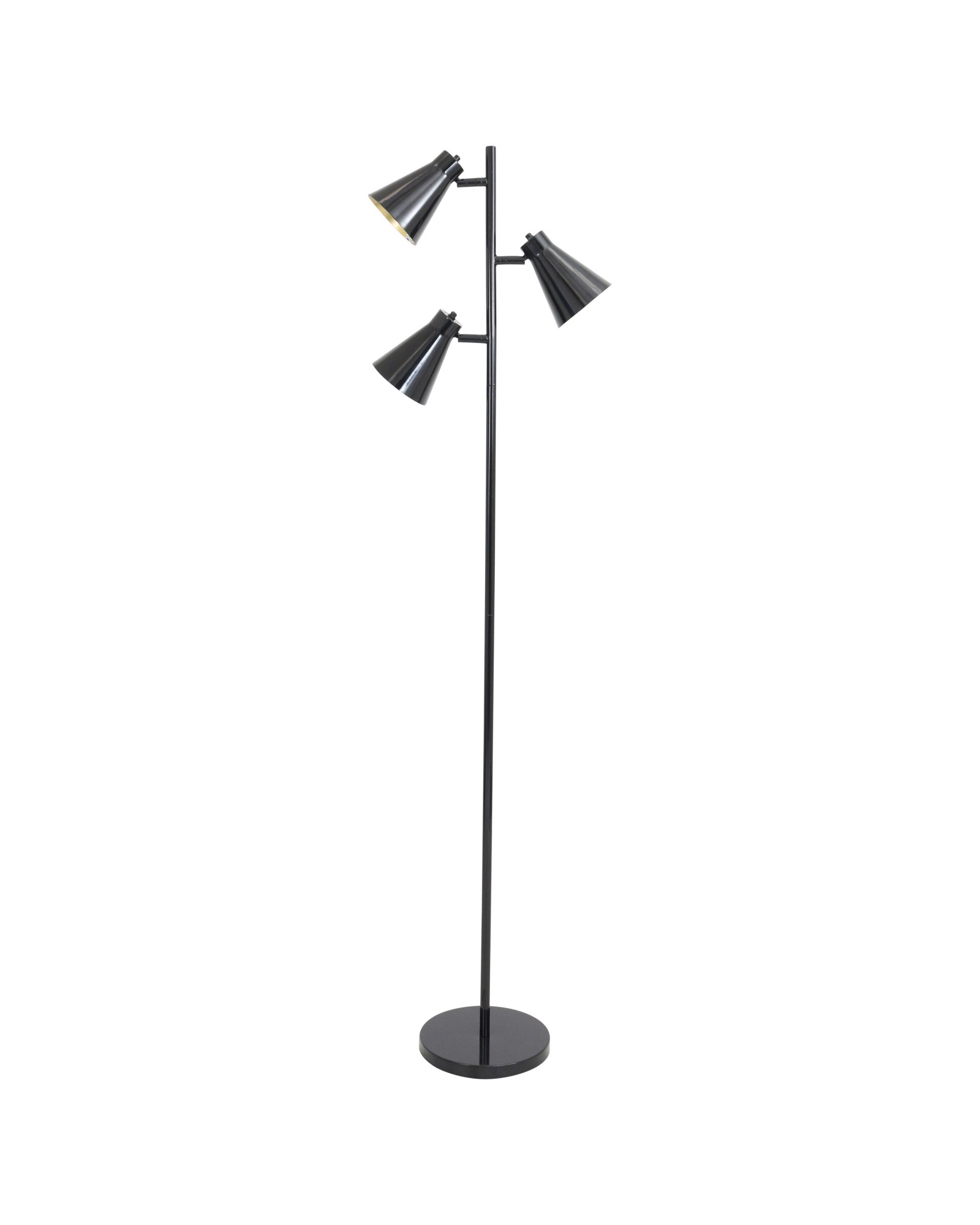 Tres Industrial Floor Lamp in Black and Gold