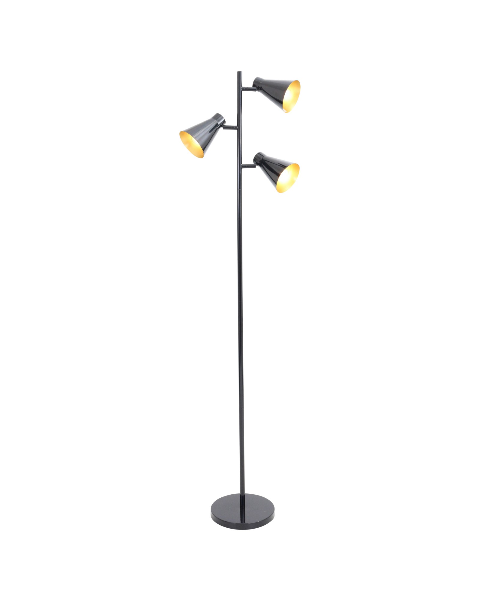 Tres Industrial Floor Lamp in Black and Gold