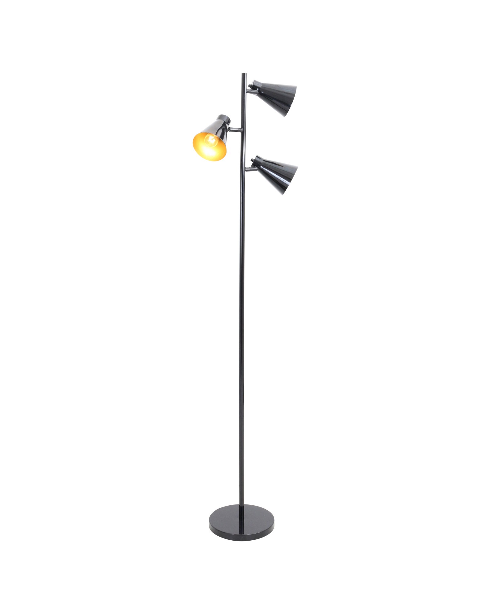 Tres Industrial Floor Lamp in Black and Gold