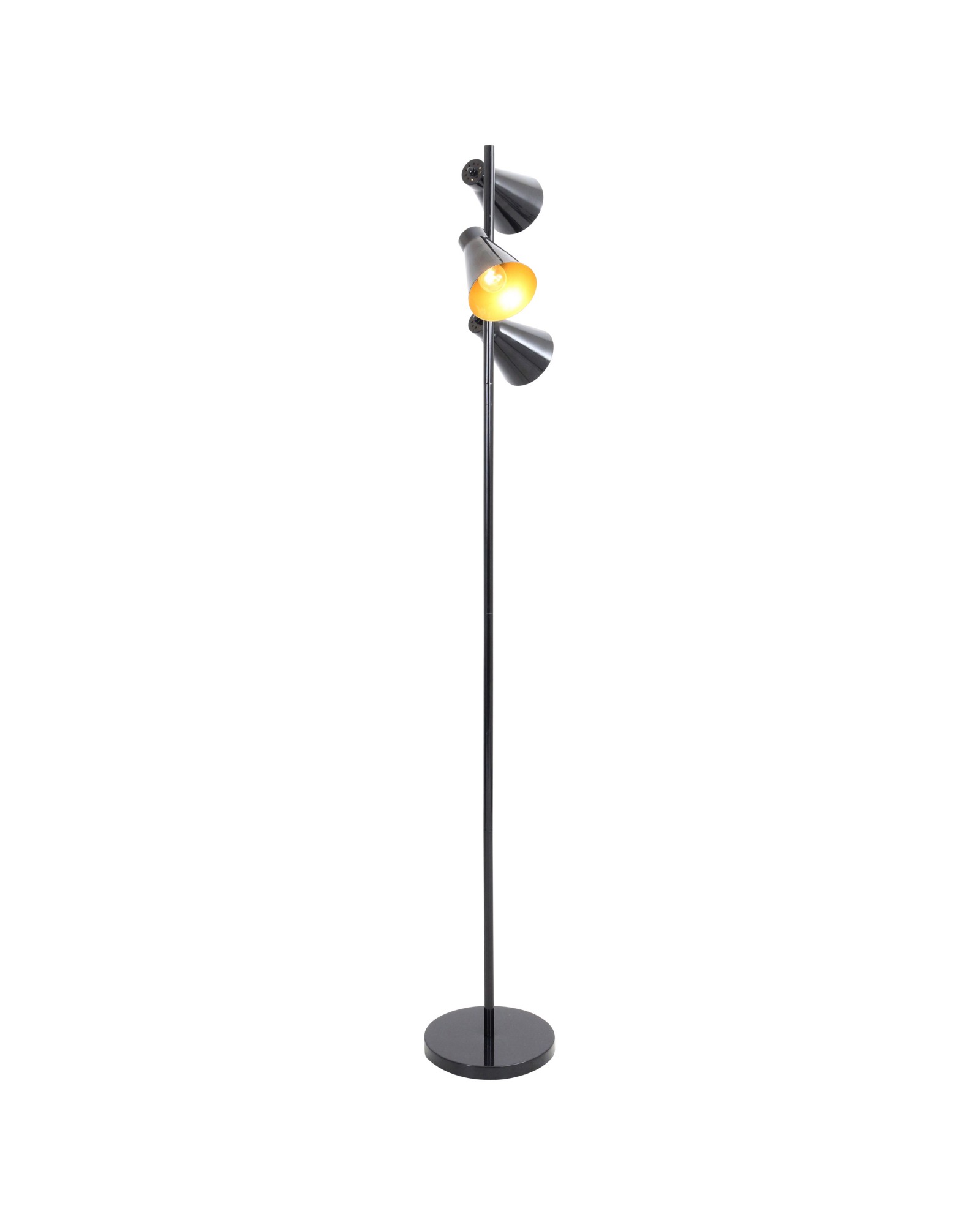 Tres Industrial Floor Lamp in Black and Gold