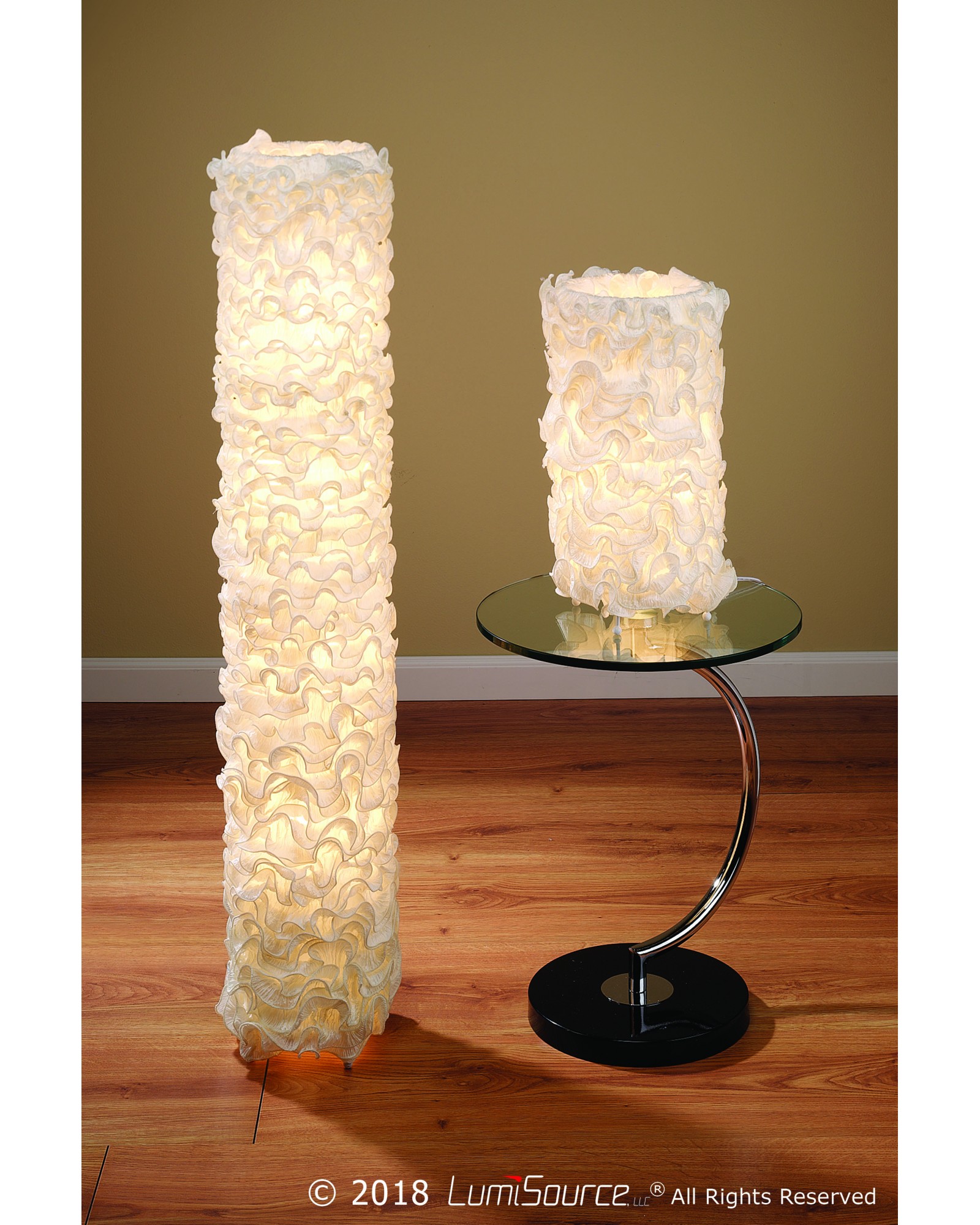 Lace Contemporary Floor Lamp in Cream