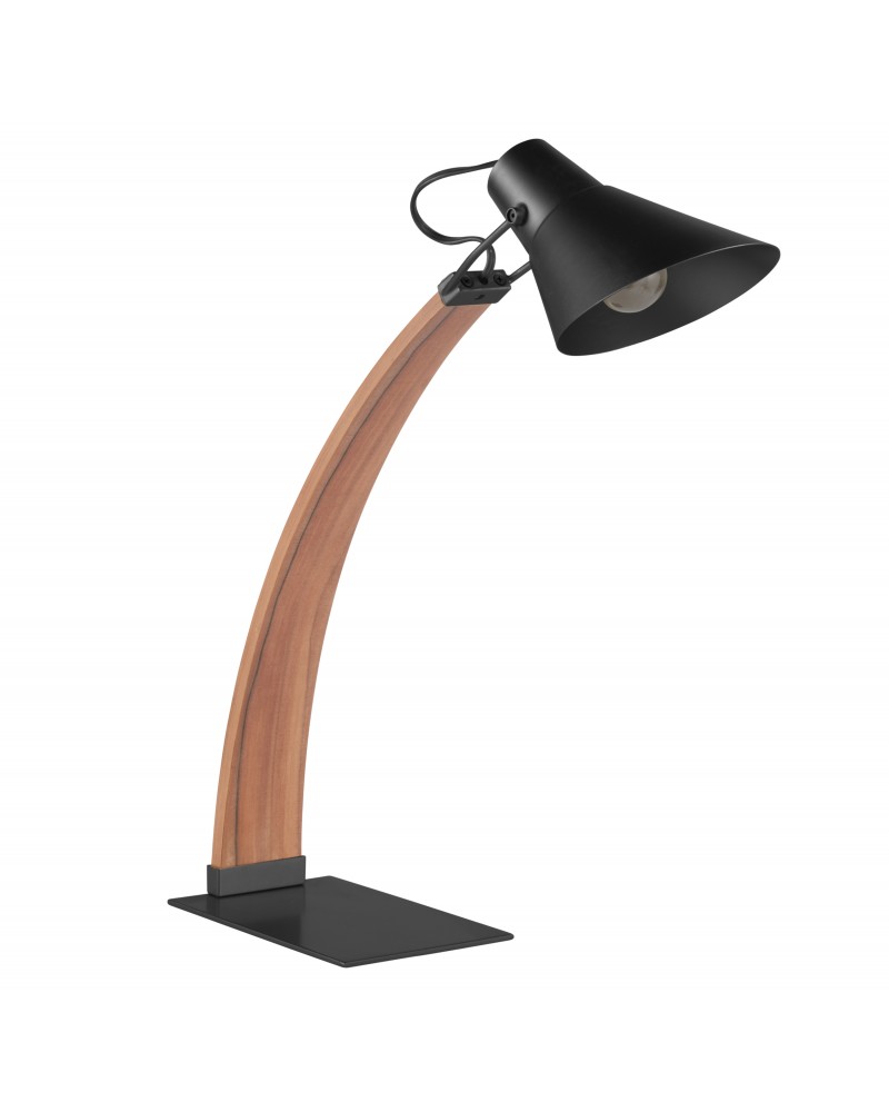 Noah Mid-Century Modern Table Lamp in Apple Wood and Black