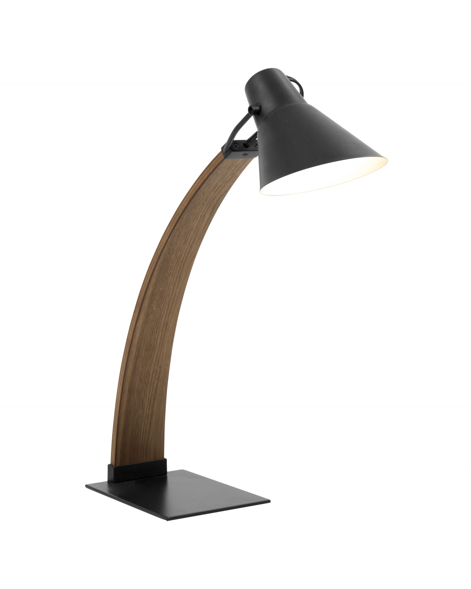 Noah Mid-Century Modern Table Lamp in Walnut and Black