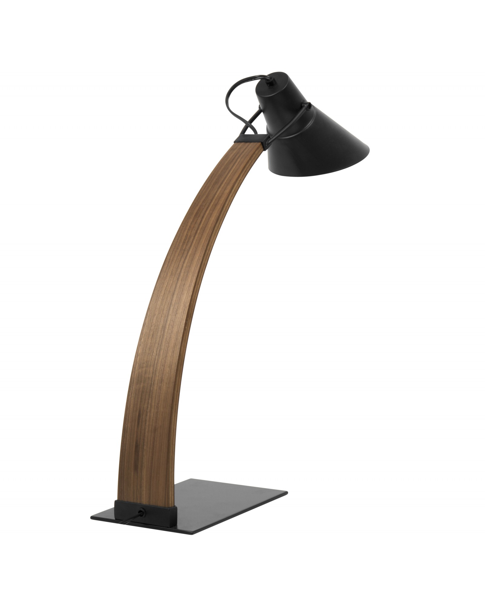 Noah Mid-Century Modern Table Lamp in Walnut and Black