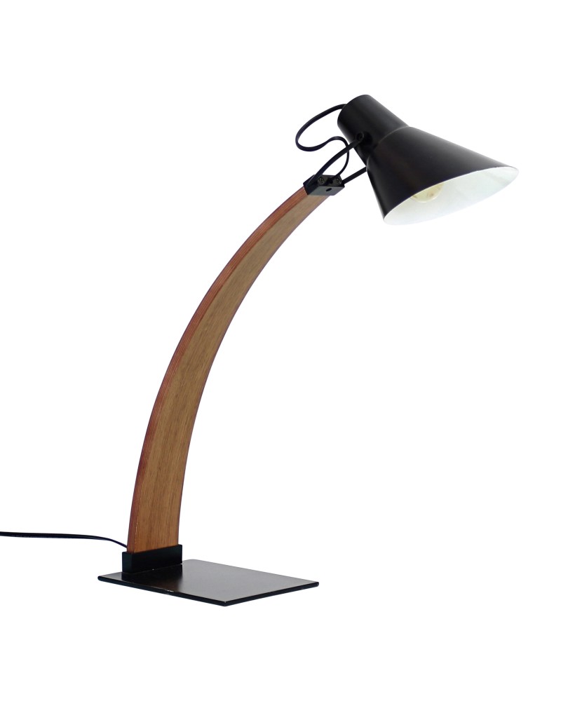 Noah Mid-Century Modern Table Lamp in Walnut and Black