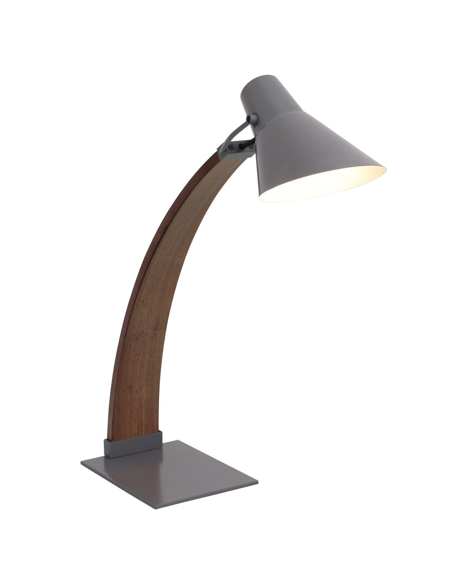 Noah Mid-Century Modern Table Lamp in Walnut and Grey