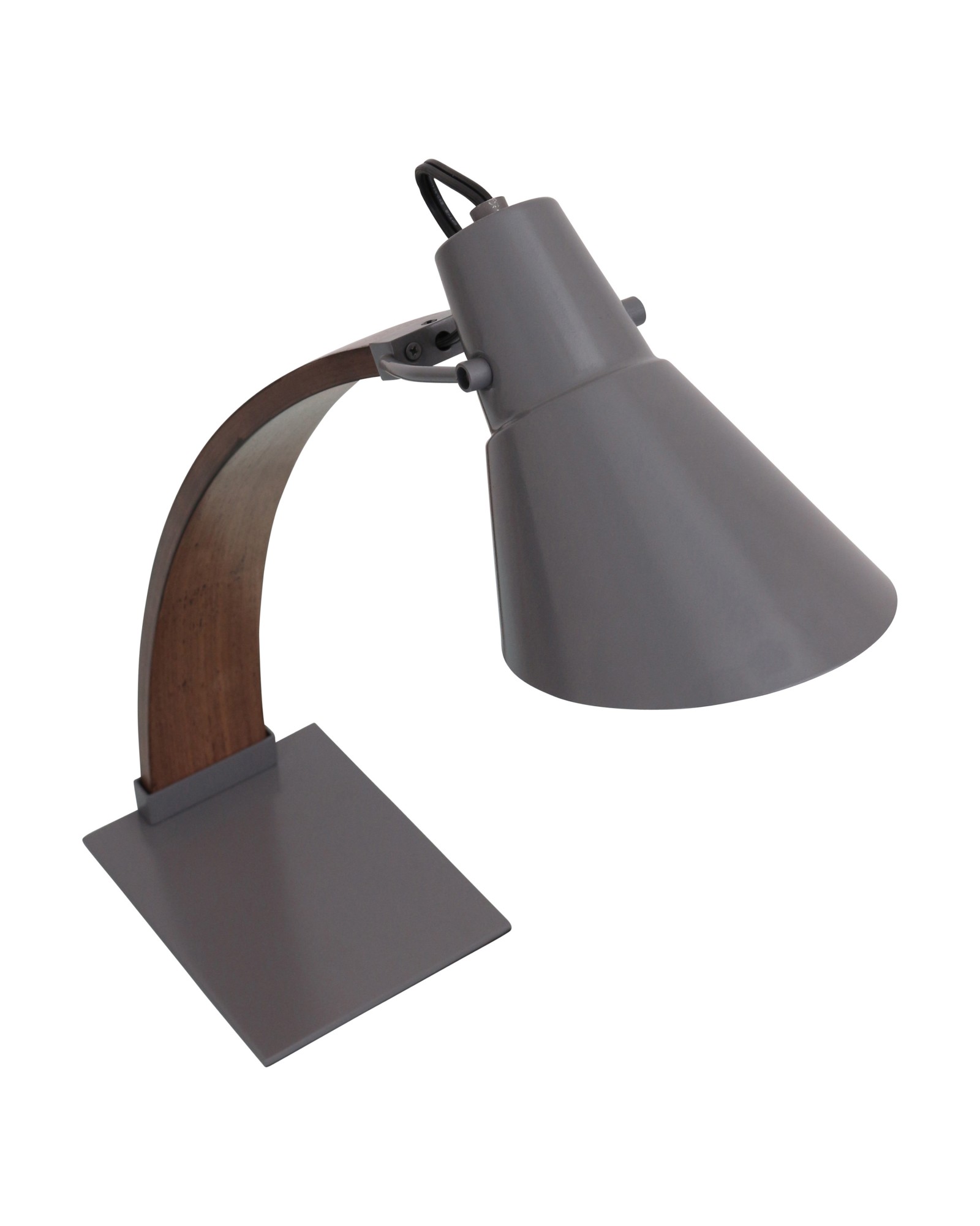 Noah Mid-Century Modern Table Lamp in Walnut and Grey