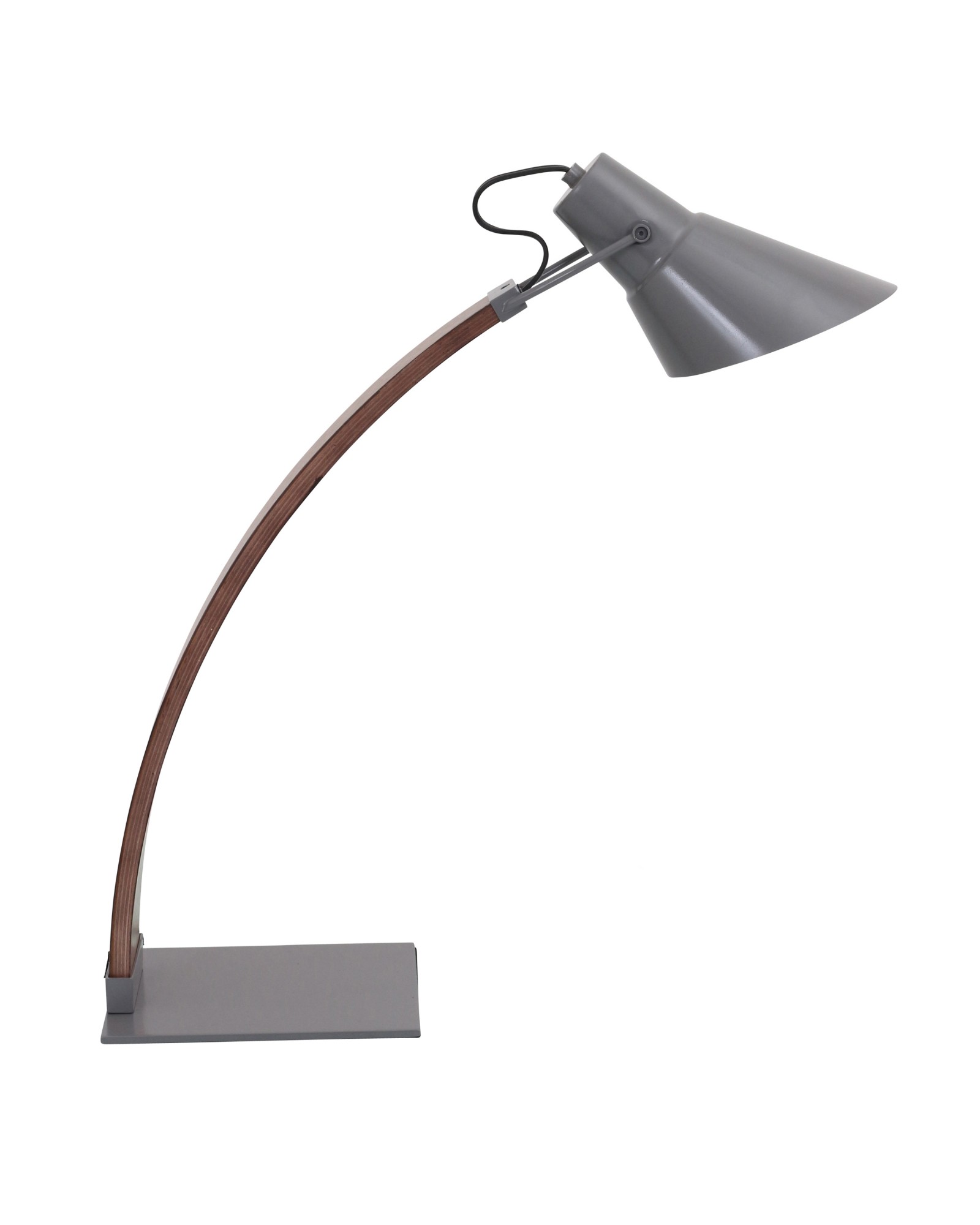 Noah Mid-Century Modern Table Lamp in Walnut and Grey