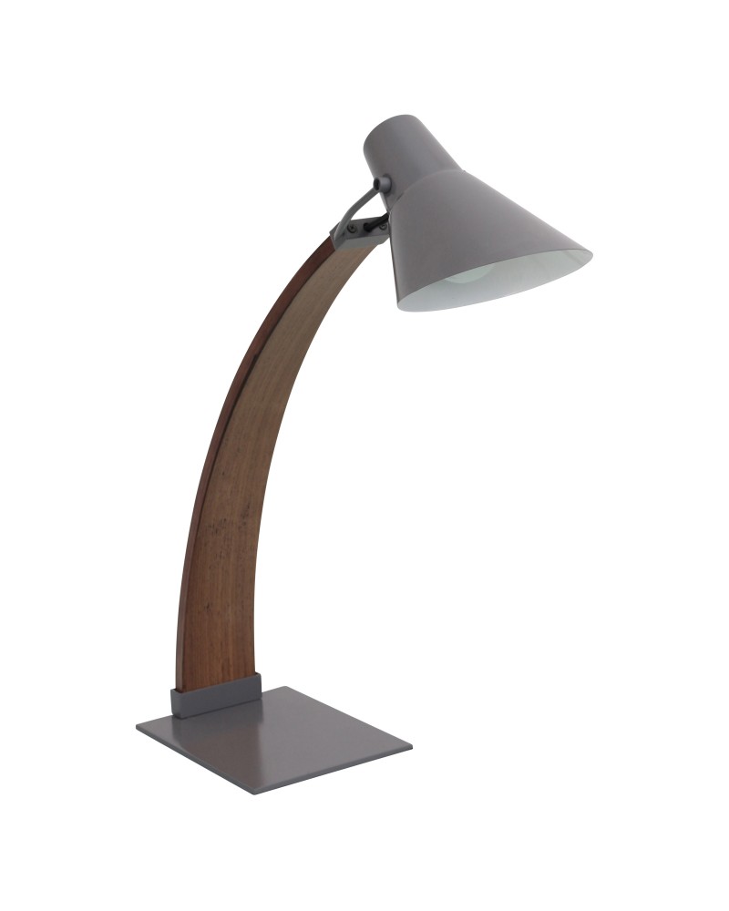 Noah Mid-Century Modern Table Lamp in Walnut and Grey