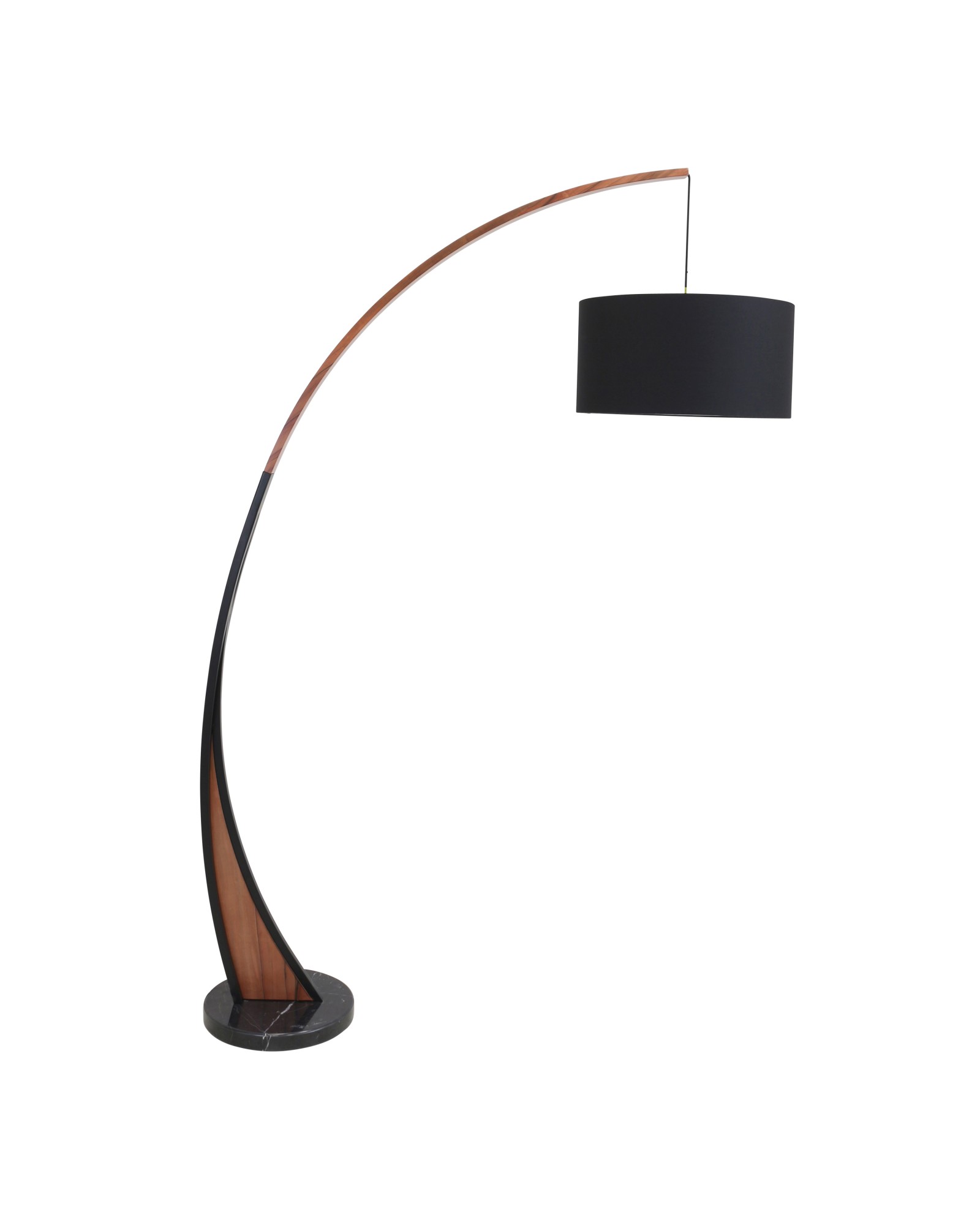 Noah Mid-Century Modern Floor Lamp with Walnut Wood Frame and Marble Base