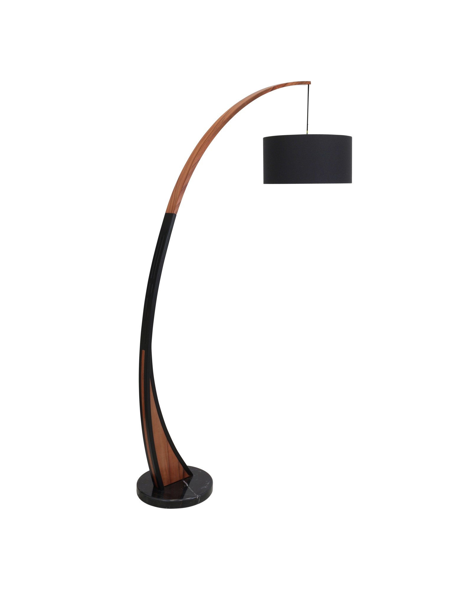 Noah Mid-Century Modern Floor Lamp with Walnut Wood Frame and Marble Base