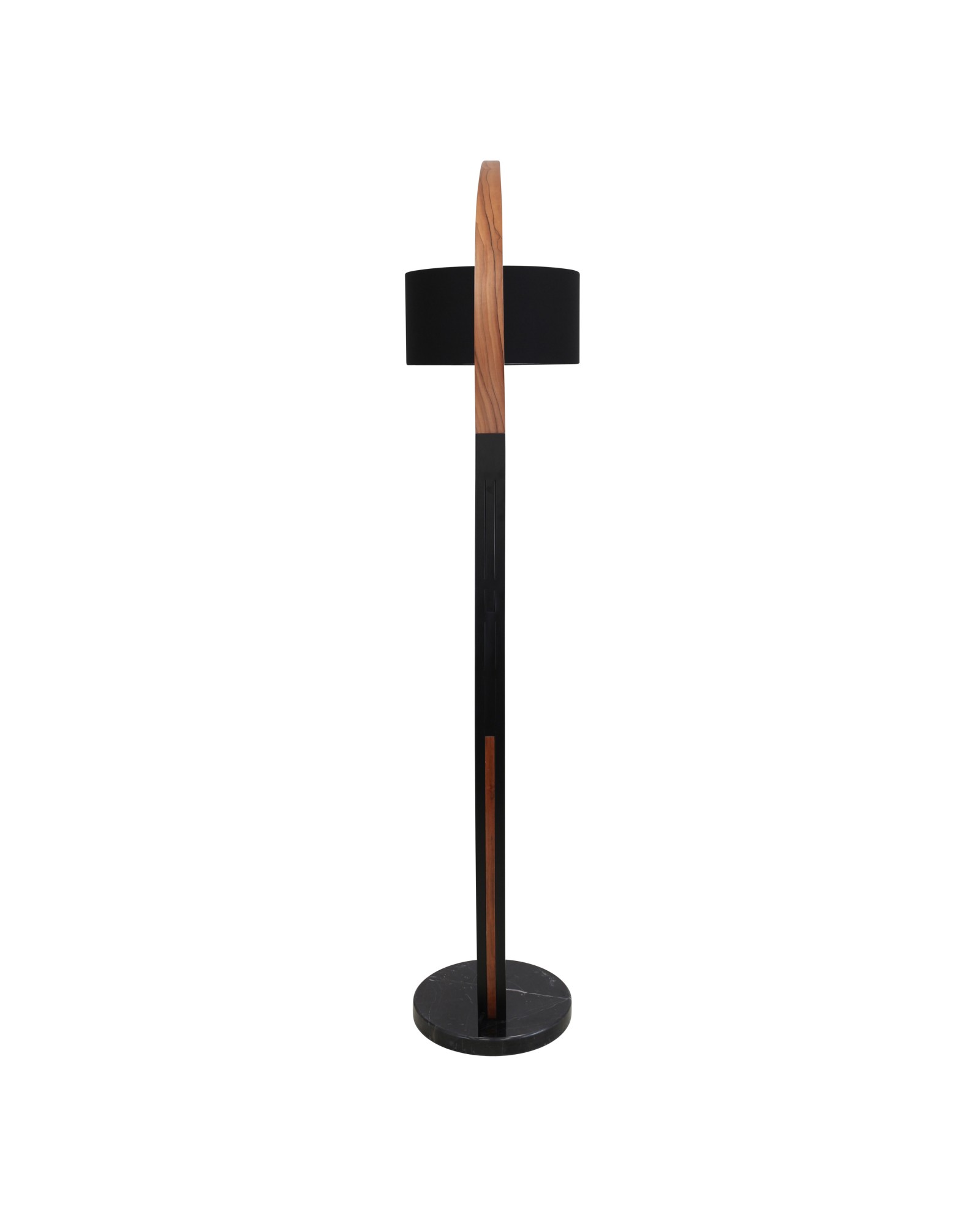 Noah Mid-Century Modern Floor Lamp with Walnut Wood Frame and Marble Base