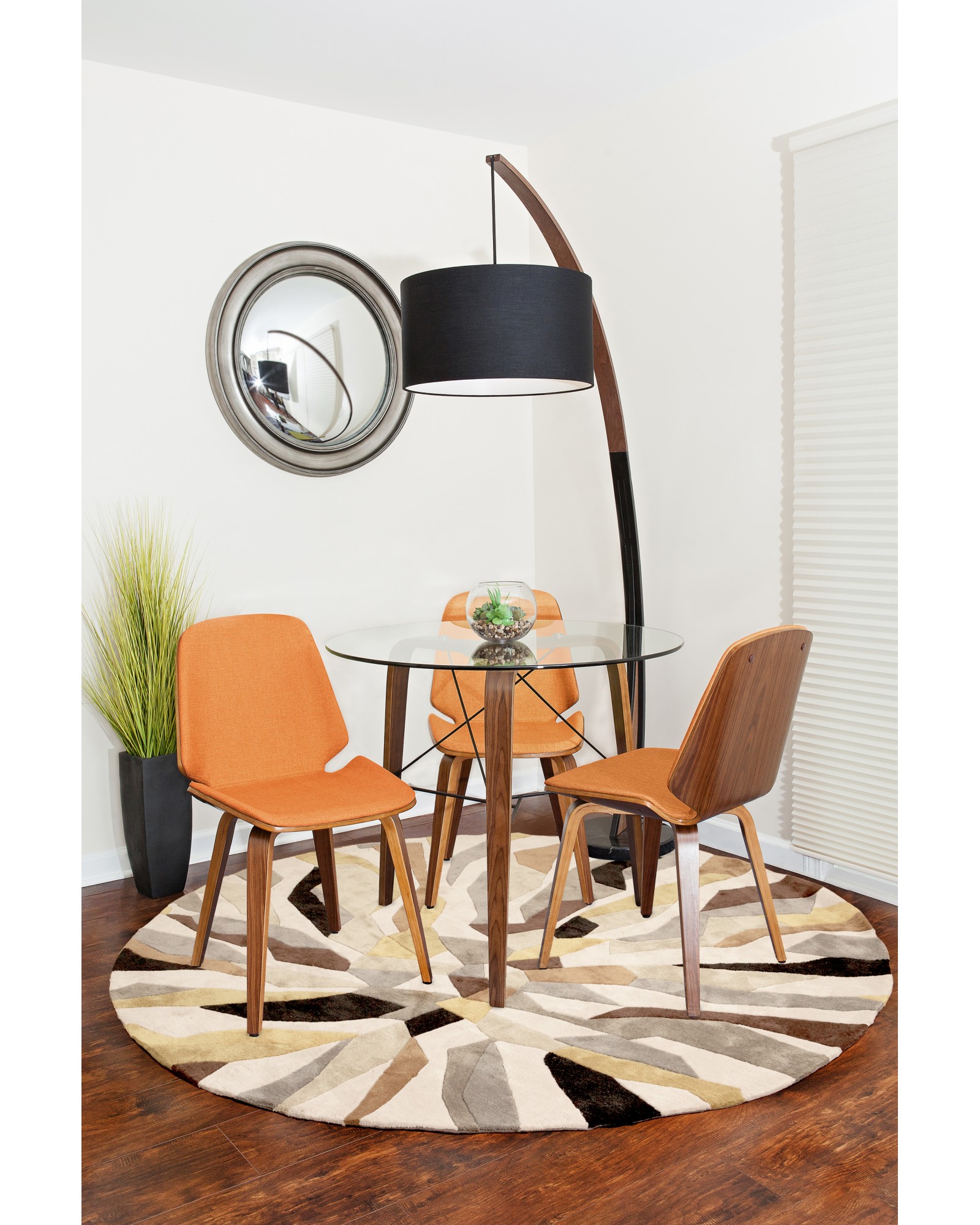 Noah Mid-Century Modern Floor Lamp with Walnut Wood Frame and Marble Base