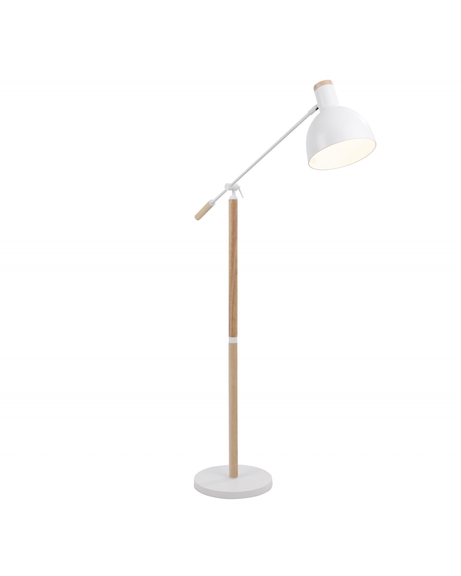 Pix Contemporary Floor Lamp in Natural Wood and Matte White