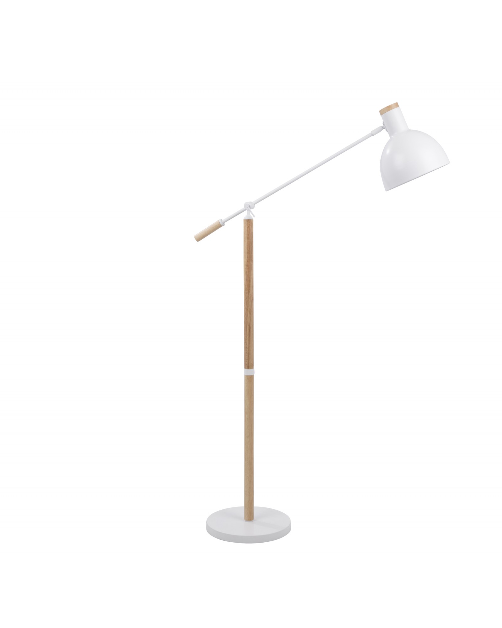 Pix Contemporary Floor Lamp in Natural Wood and Matte White