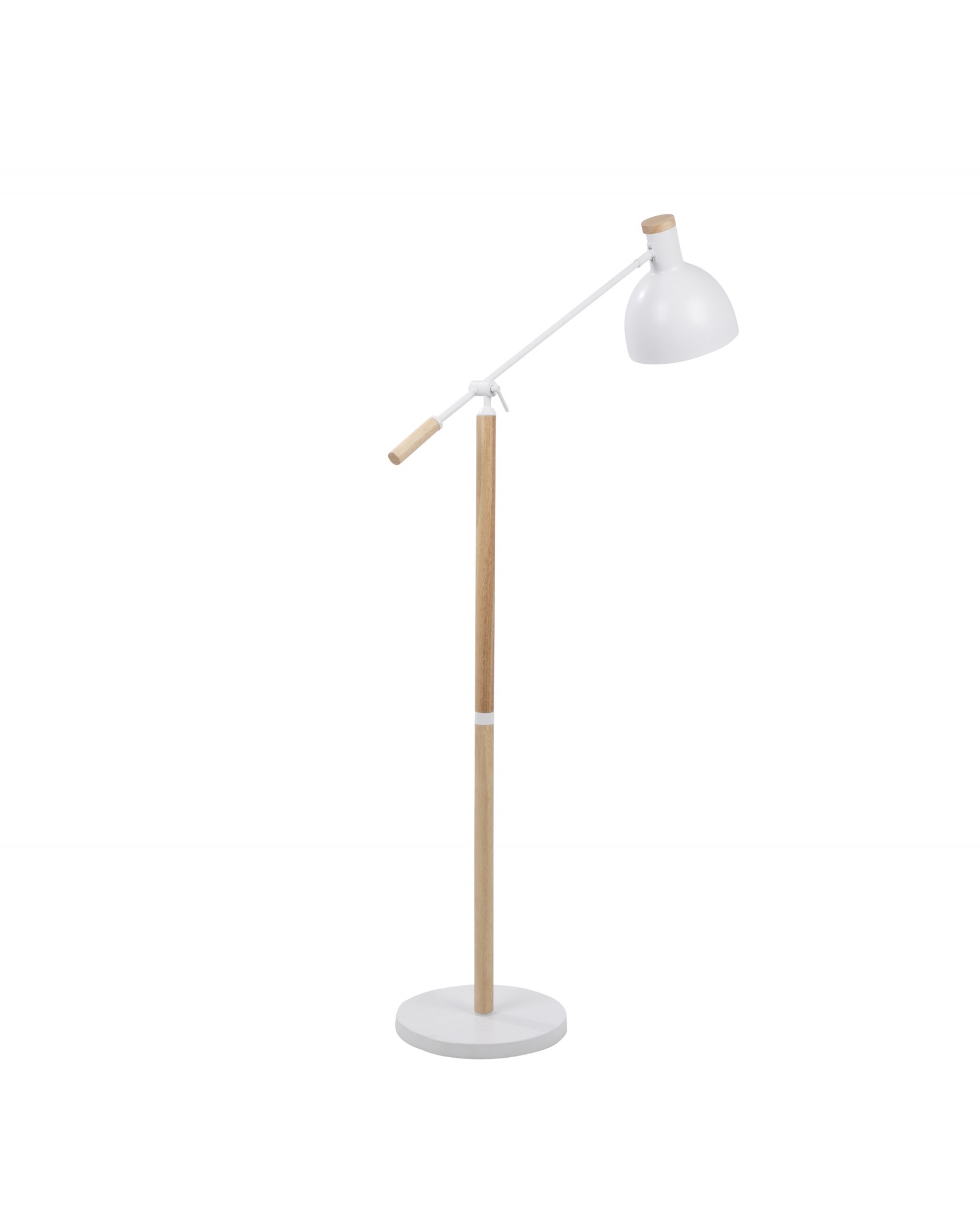 Pix Contemporary Floor Lamp in Natural Wood and Matte White