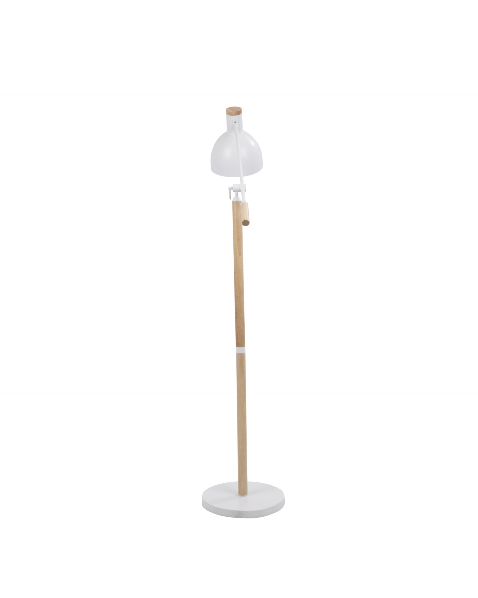 Pix Contemporary Floor Lamp in Natural Wood and Matte White