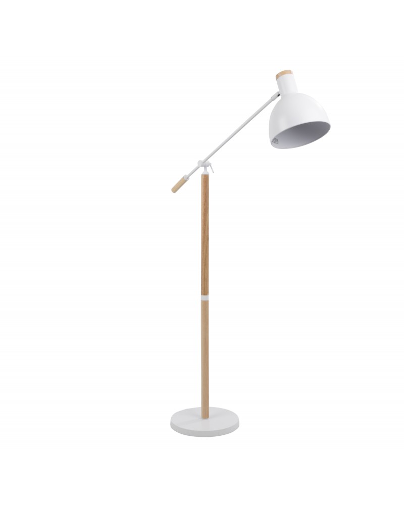 Pix Contemporary Floor Lamp in Natural Wood and Matte White