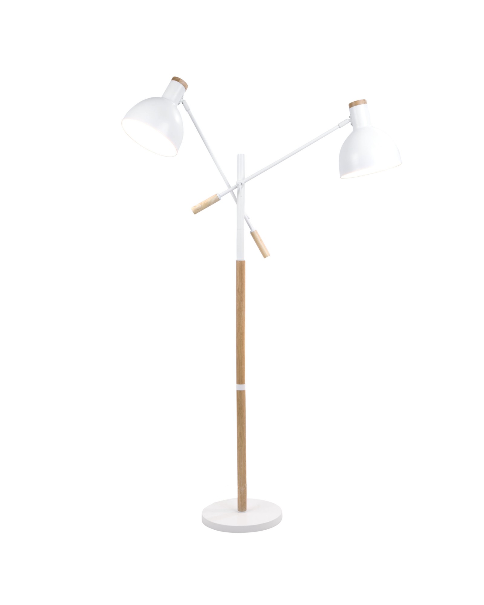 Pix Duo Contemporary Floor Lamp in Natural Wood and Matte White