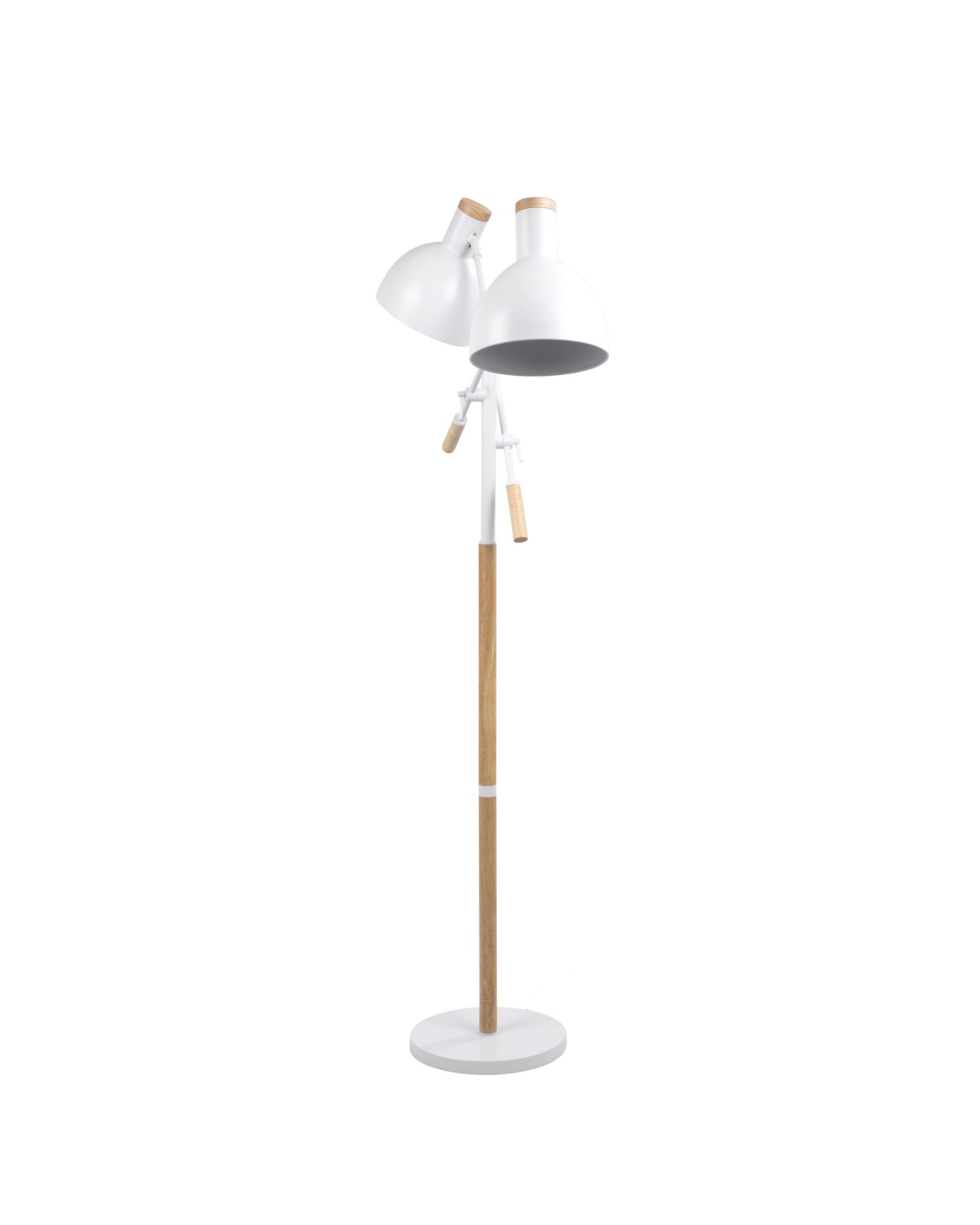 Pix Duo Contemporary Floor Lamp in Natural Wood and Matte White