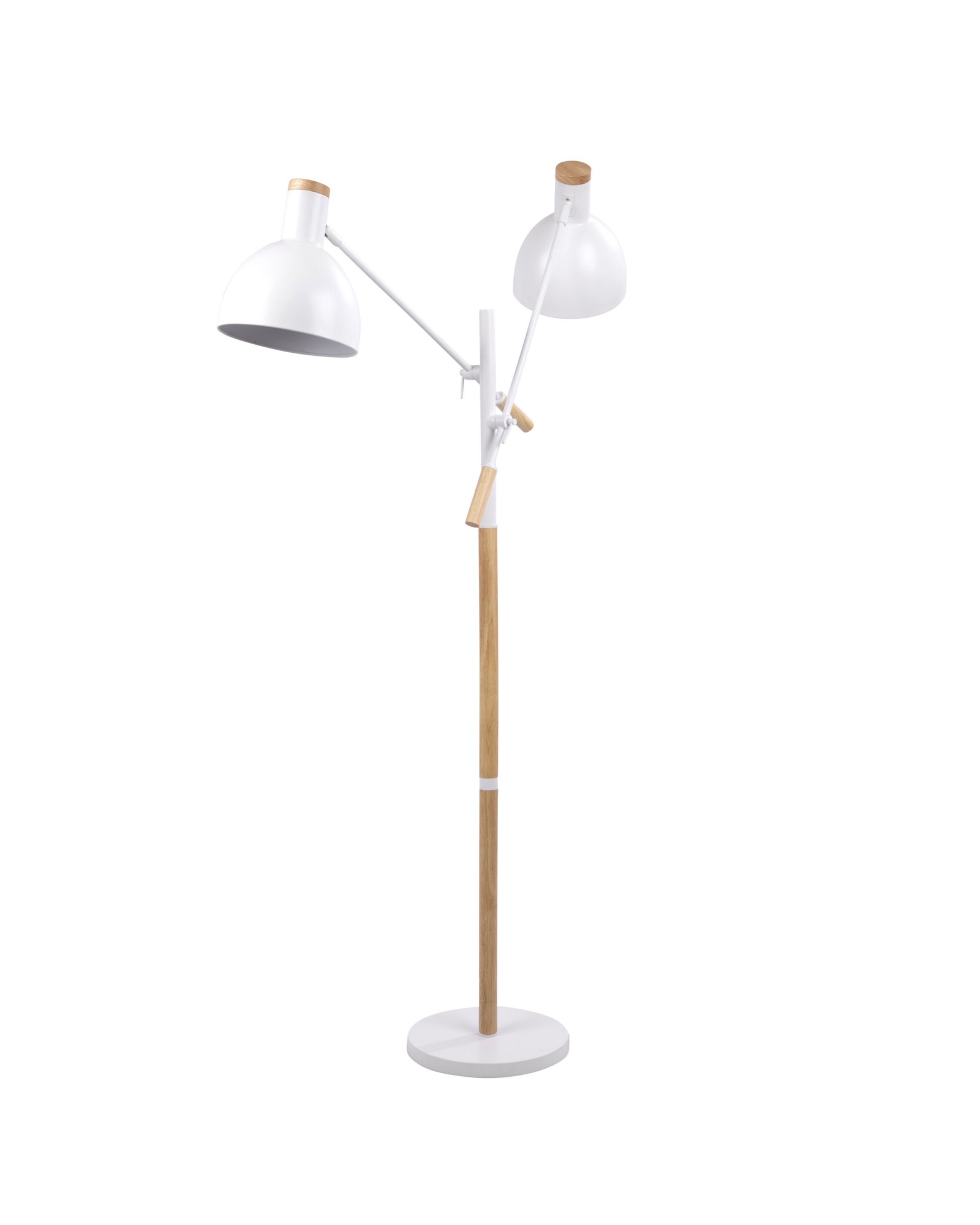 Pix Duo Contemporary Floor Lamp in Natural Wood and Matte White