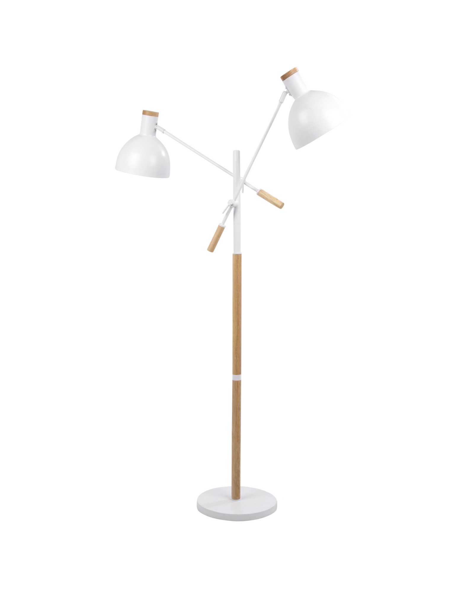 Pix Duo Contemporary Floor Lamp in Natural Wood and Matte White