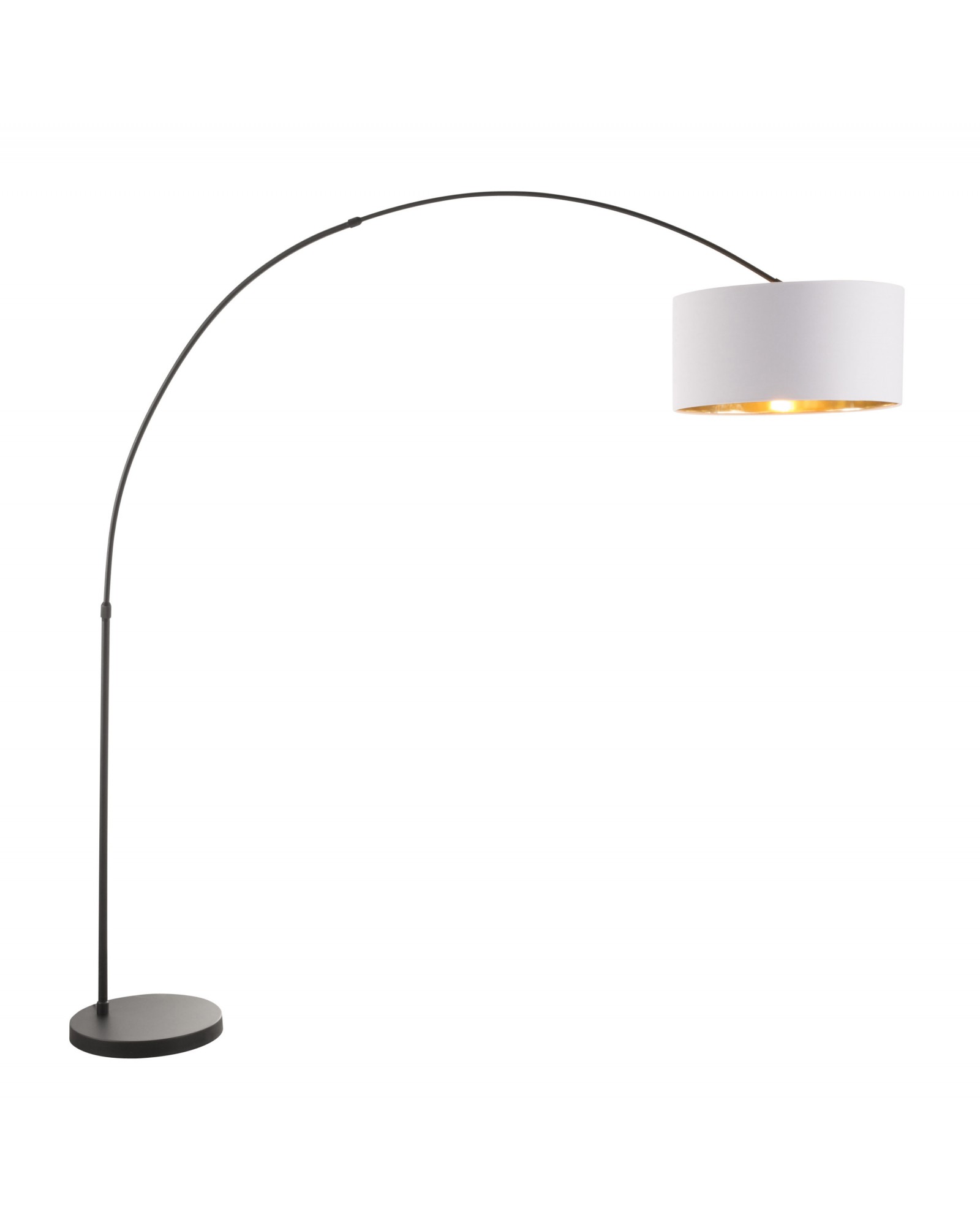 Salon Contemporary Floor Lamp with Black Base and White Shade with Gold Accent