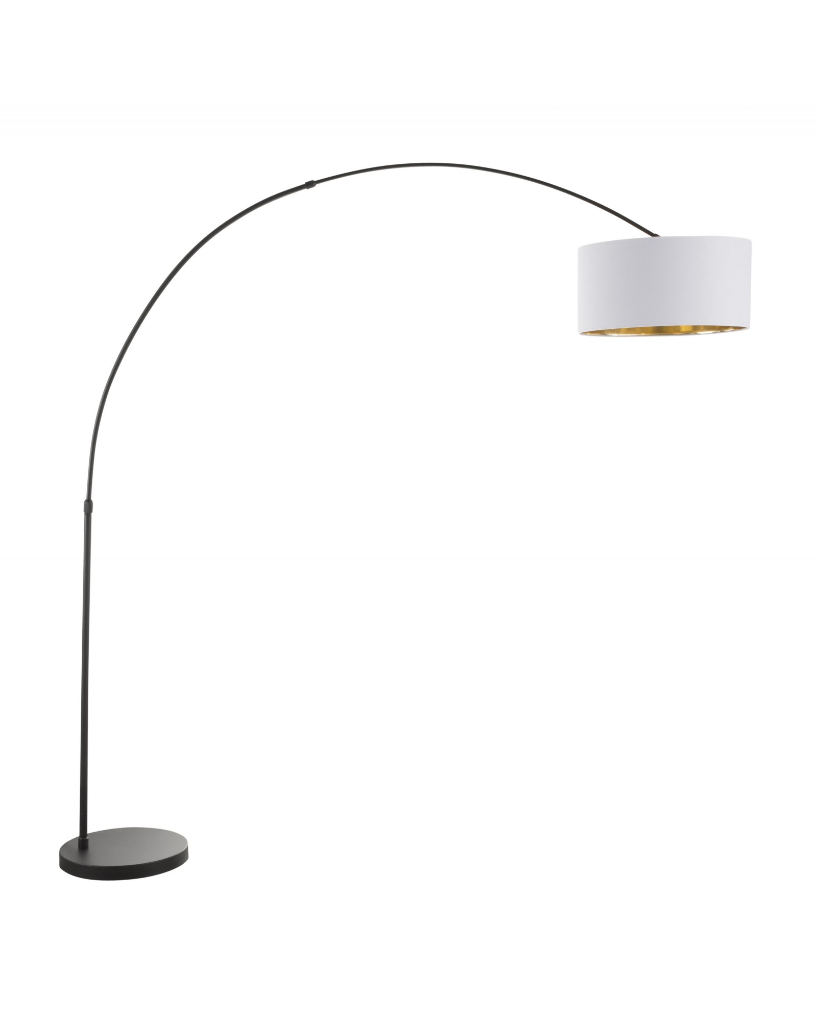 Salon Contemporary Floor Lamp with Black Base and White Shade with Gold Accent