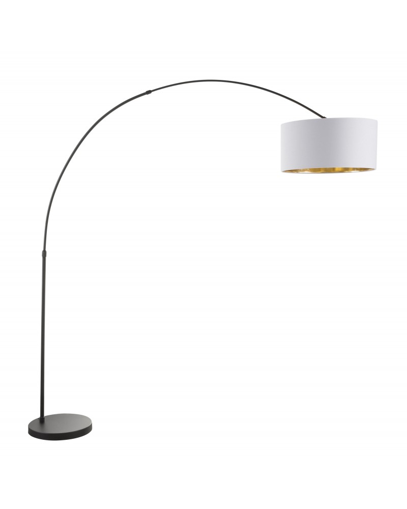 Salon Contemporary Floor Lamp with Black Base and White Shade with Gold Accent
