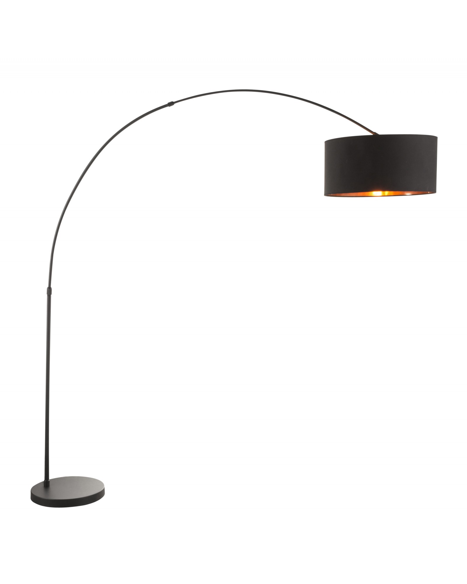 Salon Contemporary Floor Lamp with Black Metal Base and Black Shade with Copper Accent