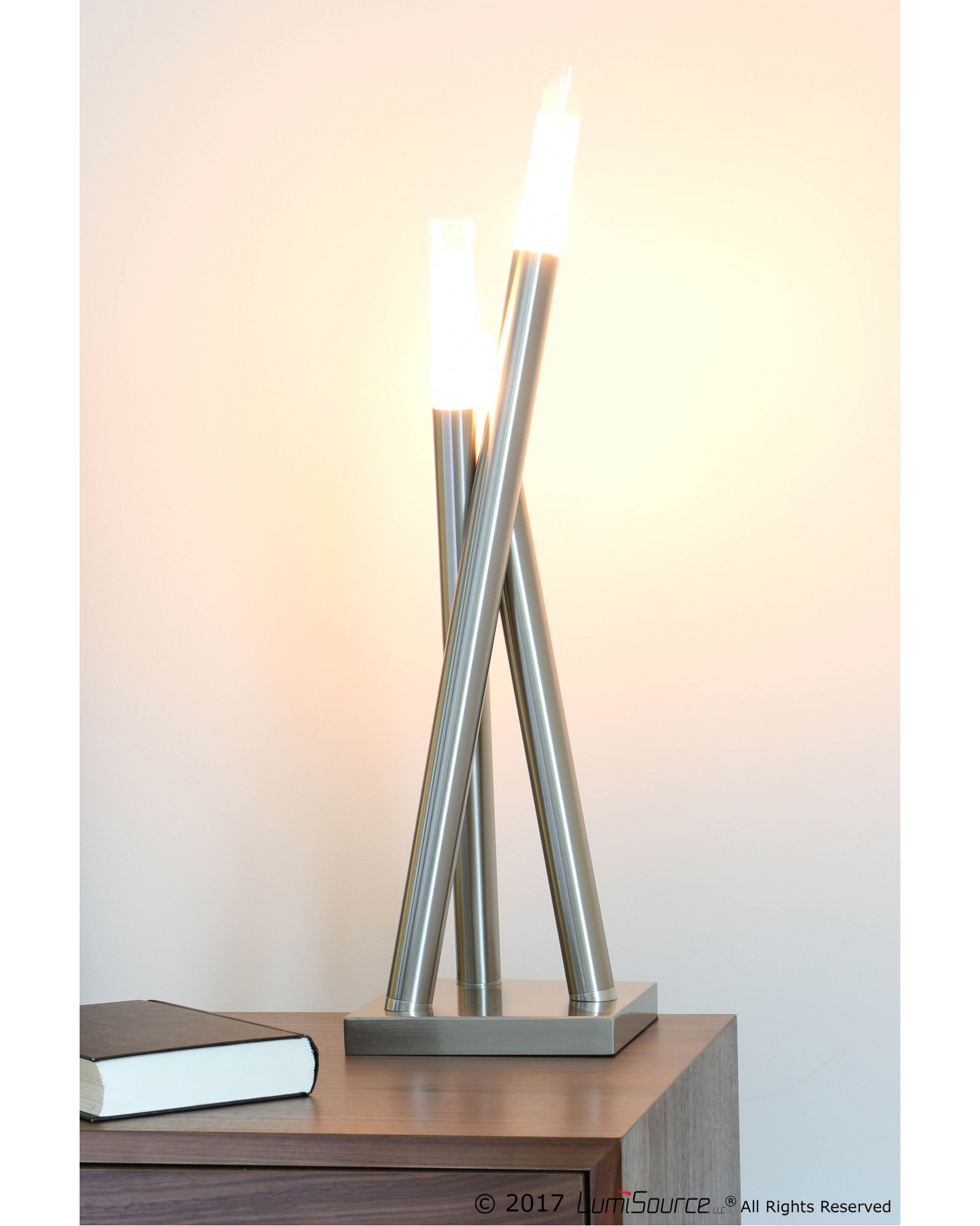 Icicle Contemporary Table Lamp in Brushed Nickel