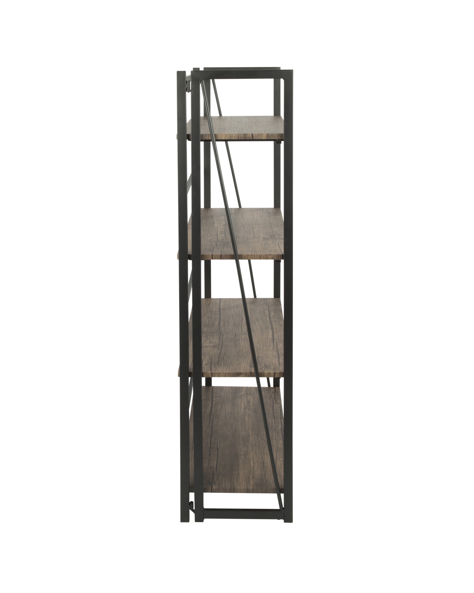 Dakota Industrial Bookcase in Black Metal and Wood