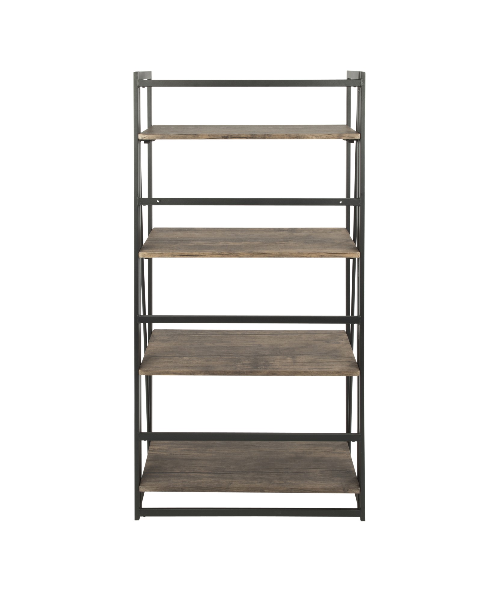 Dakota Industrial Bookcase in Black Metal and Wood
