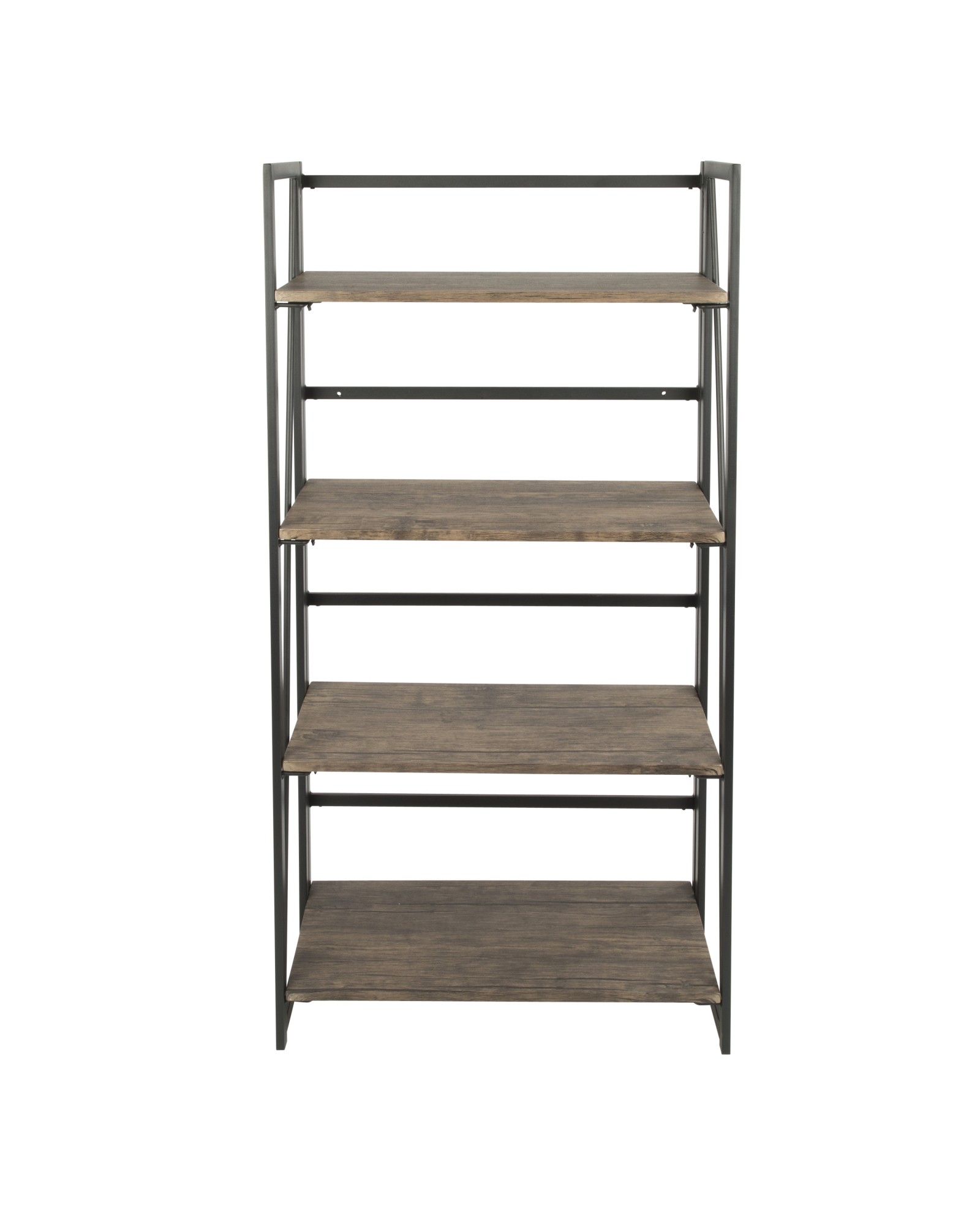 Dakota Industrial Bookcase in Black Metal and Wood