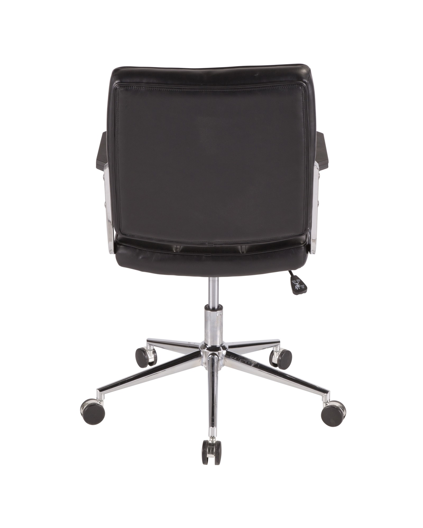 Bureau Contemporary Office Chair with Chrome Metal and Black Faux Leather