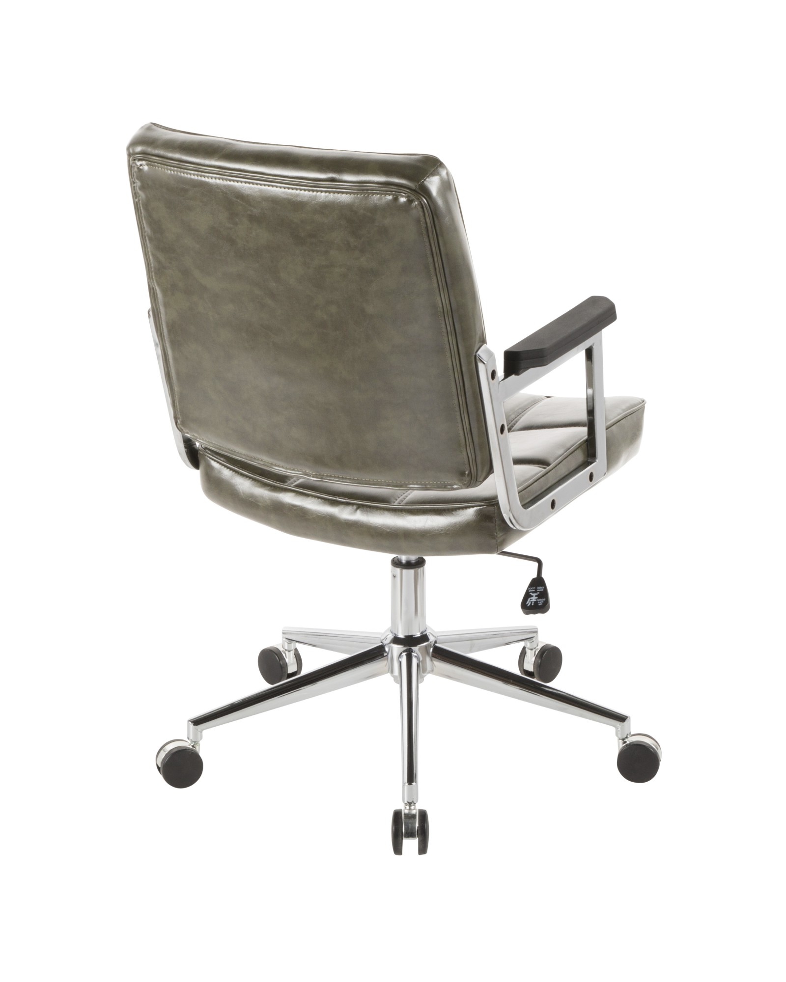 Bureau Contemporary Office Chair with Chrome Metal and Green Faux Leather