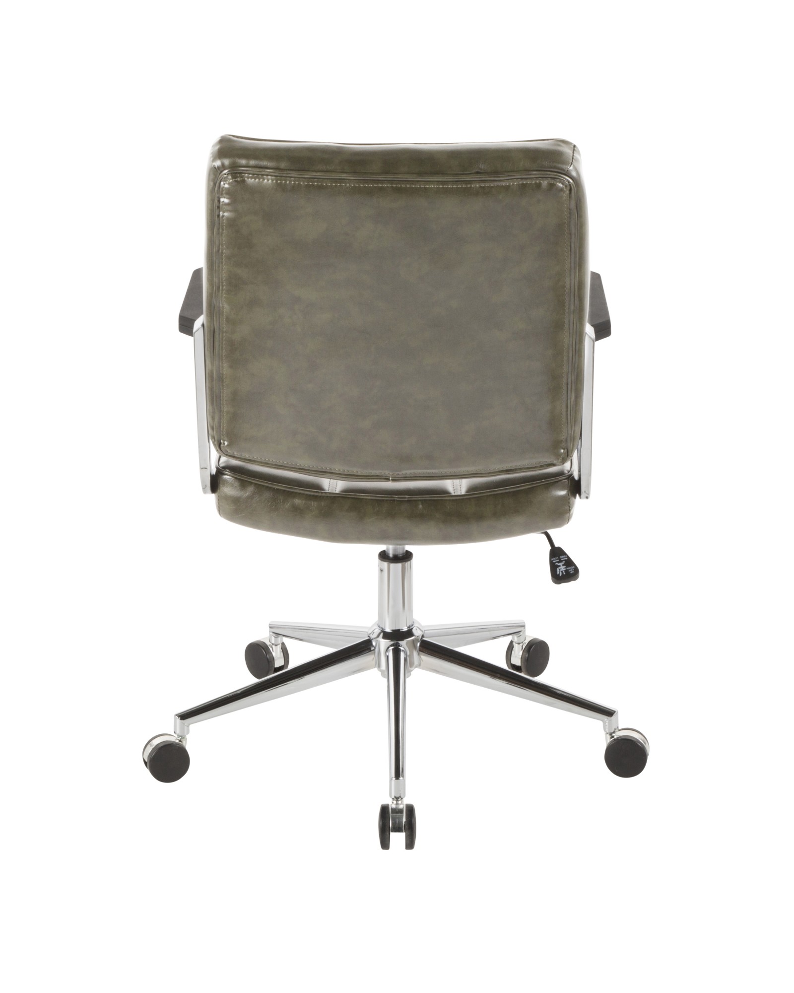 Bureau Contemporary Office Chair with Chrome Metal and Green Faux Leather