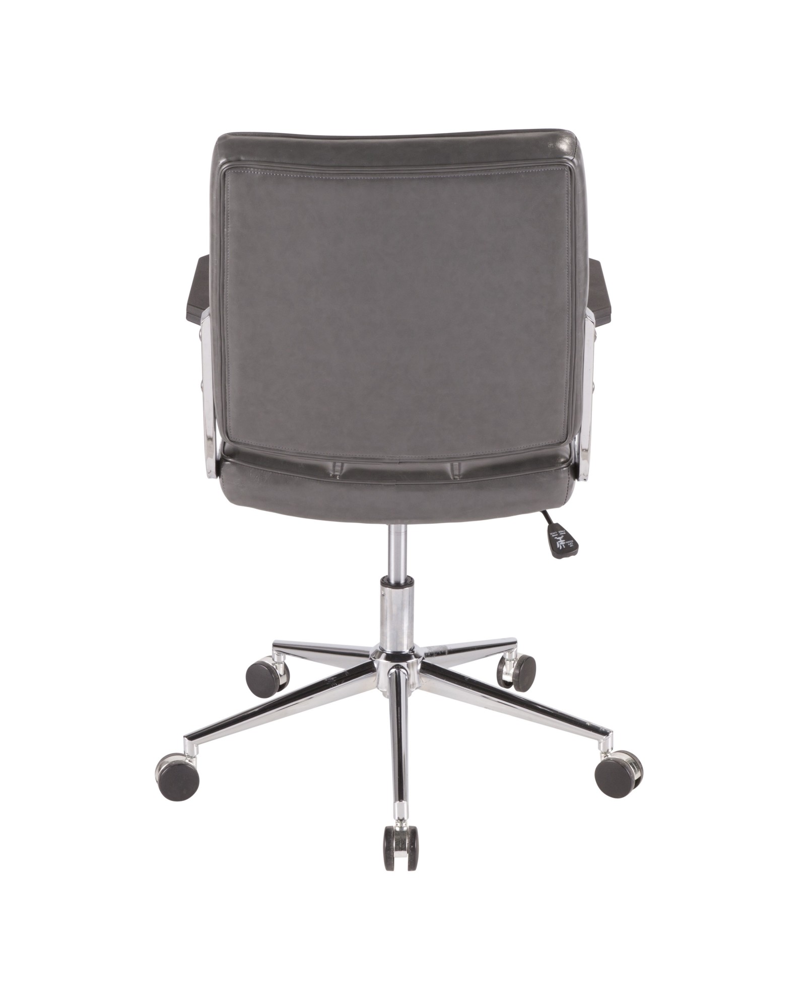 Bureau Contemporary Office Chair with Chrome Metal and Grey Faux Leather