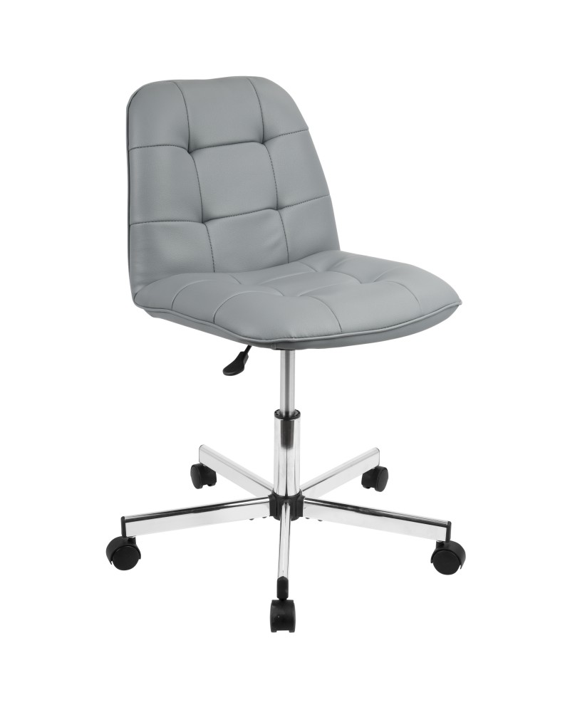 Cora Contemporary Task Chair in Grey Faux Leather