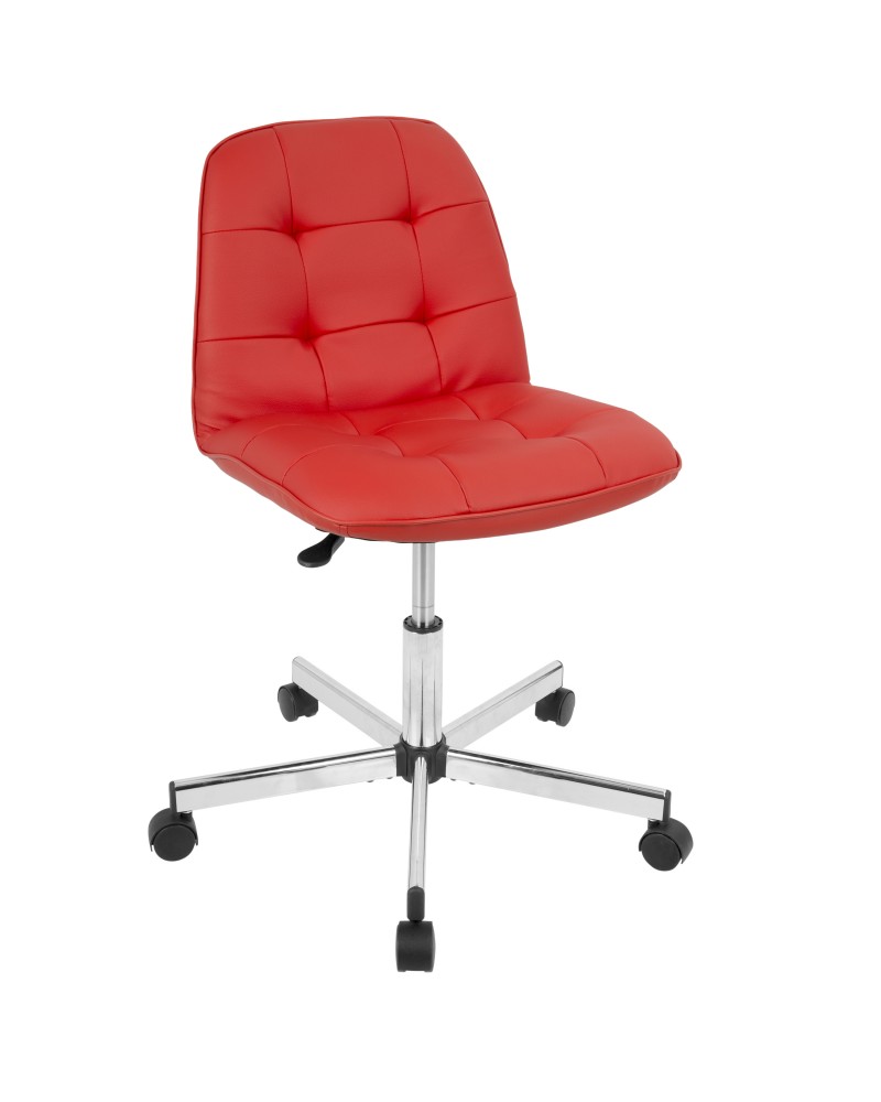 Cora Contemporary Task Chair in Red Faux Leather