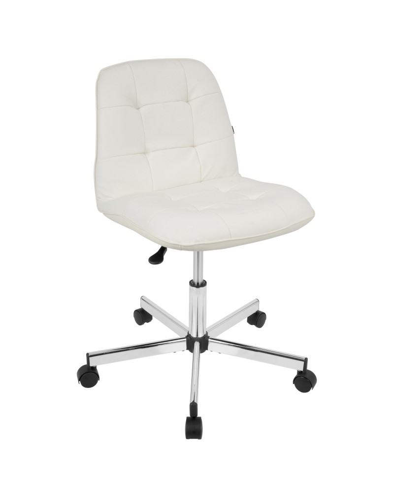 Cora Contemporary Task Chair in White Faux Leather