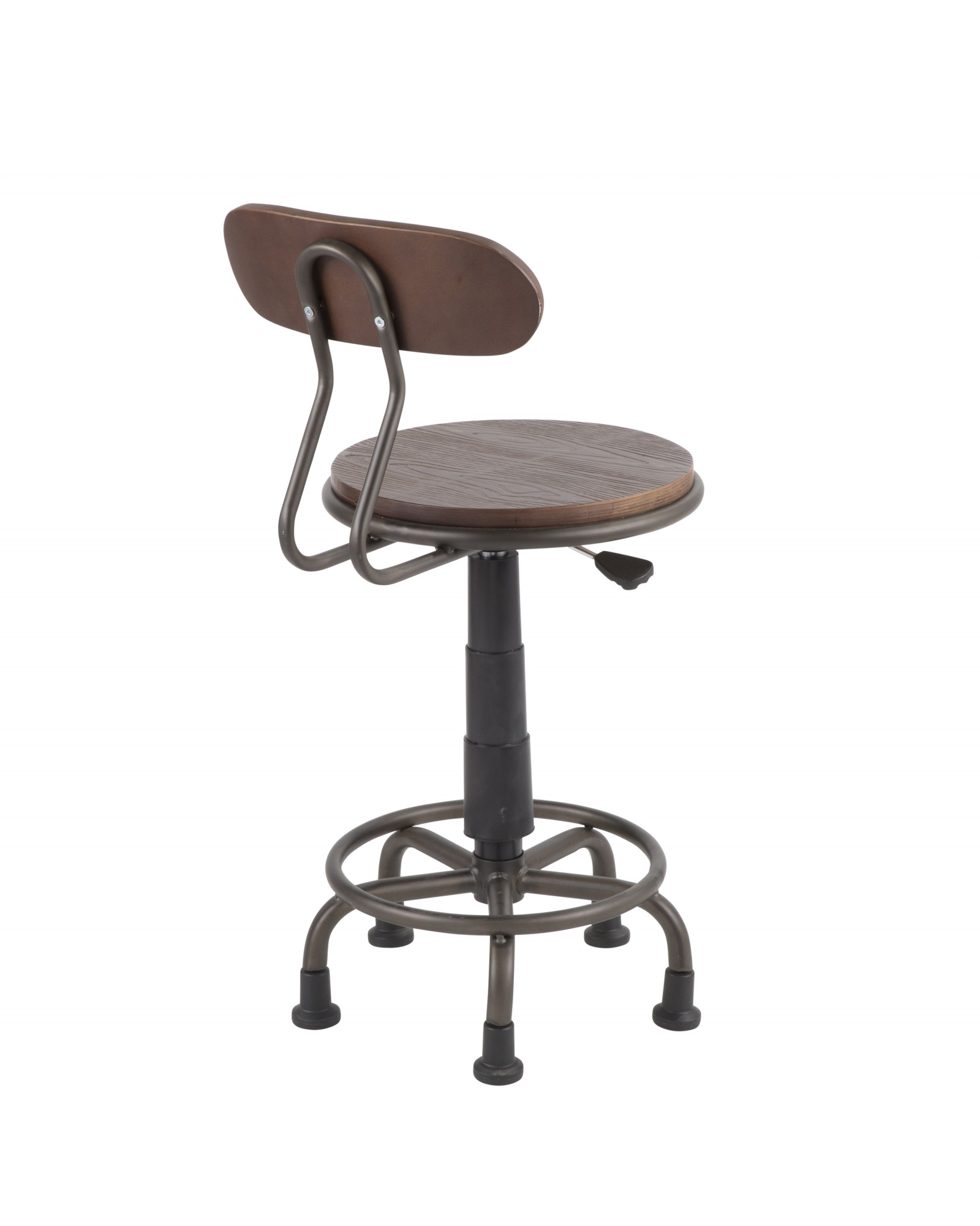 Dakota Industrial Task Chair in Antique Metal and Espresso Wood