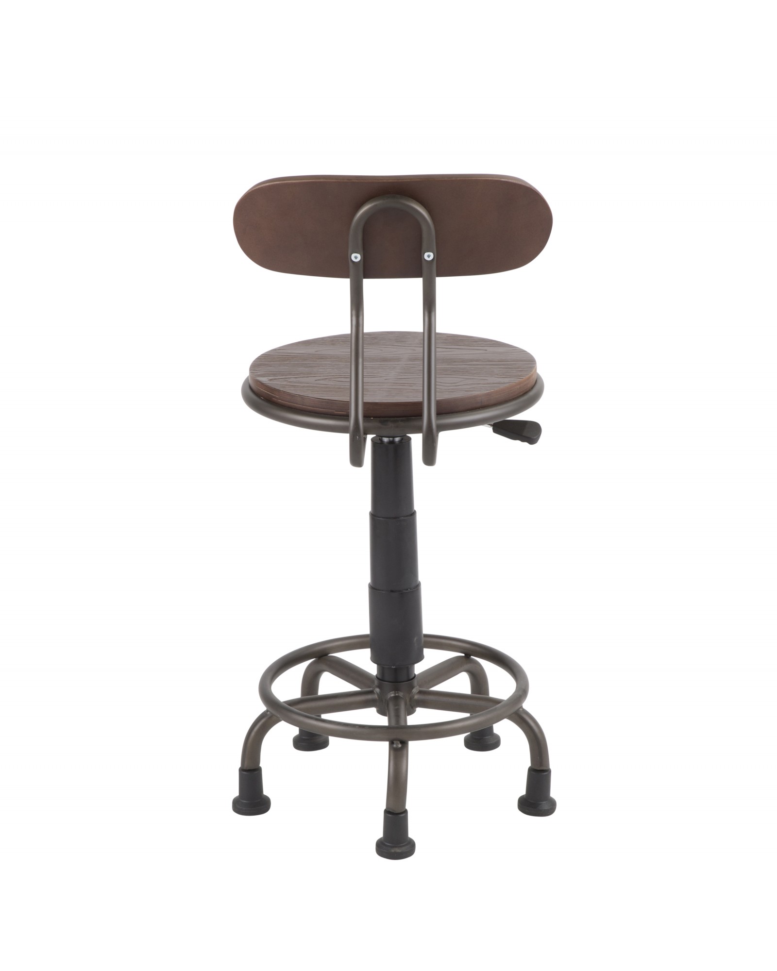 Dakota Industrial Task Chair in Antique Metal and Espresso Wood