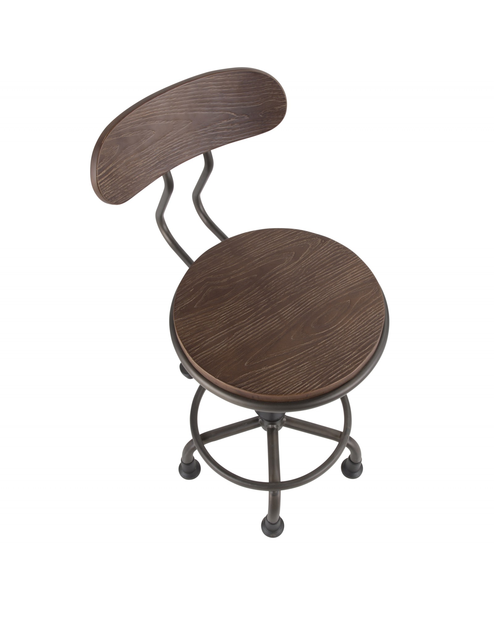 Dakota Industrial Task Chair in Antique Metal and Espresso Wood